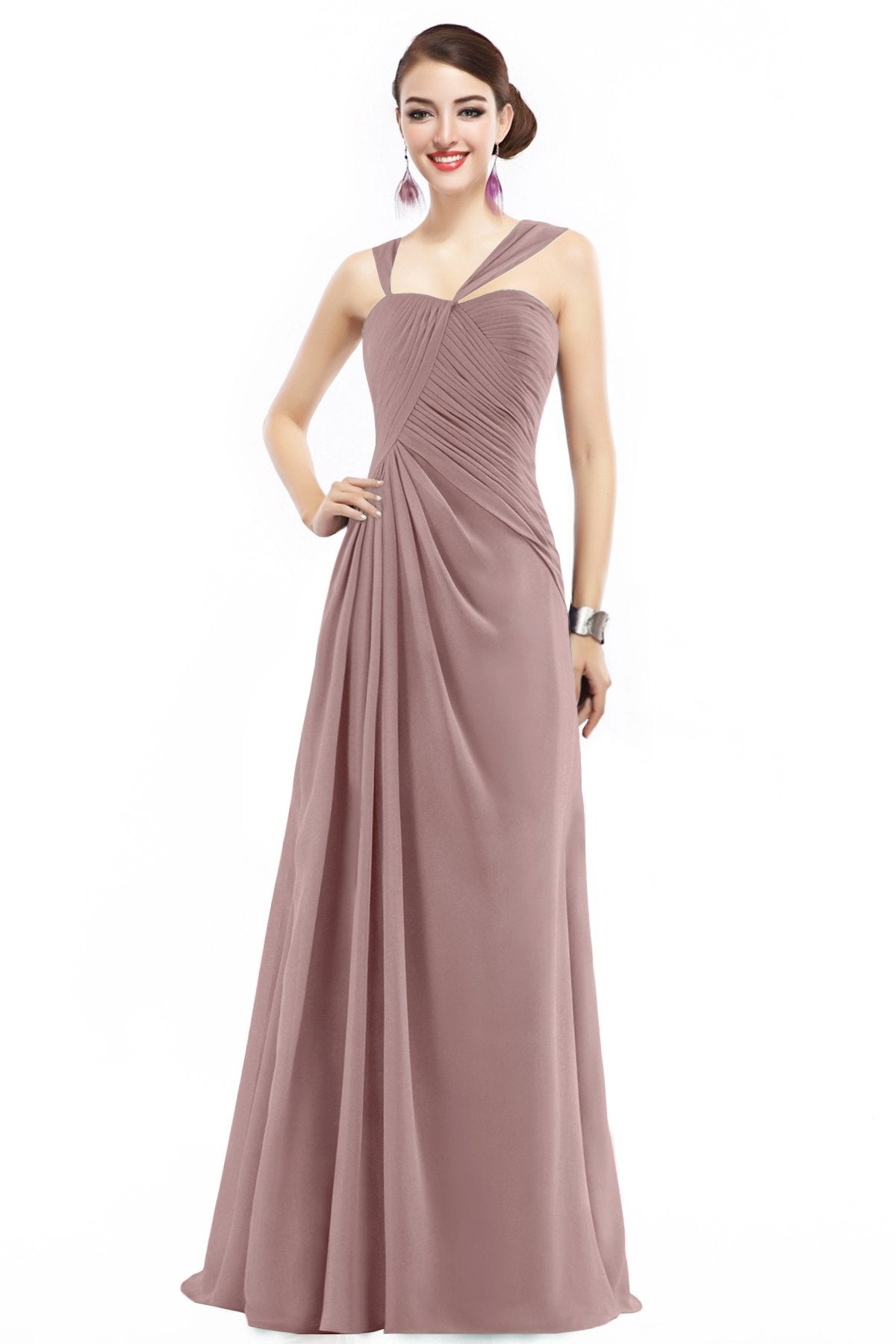 COCOMELODY Sheath Floor Length Chiffon Bridesmaid Dress COZF1401F 