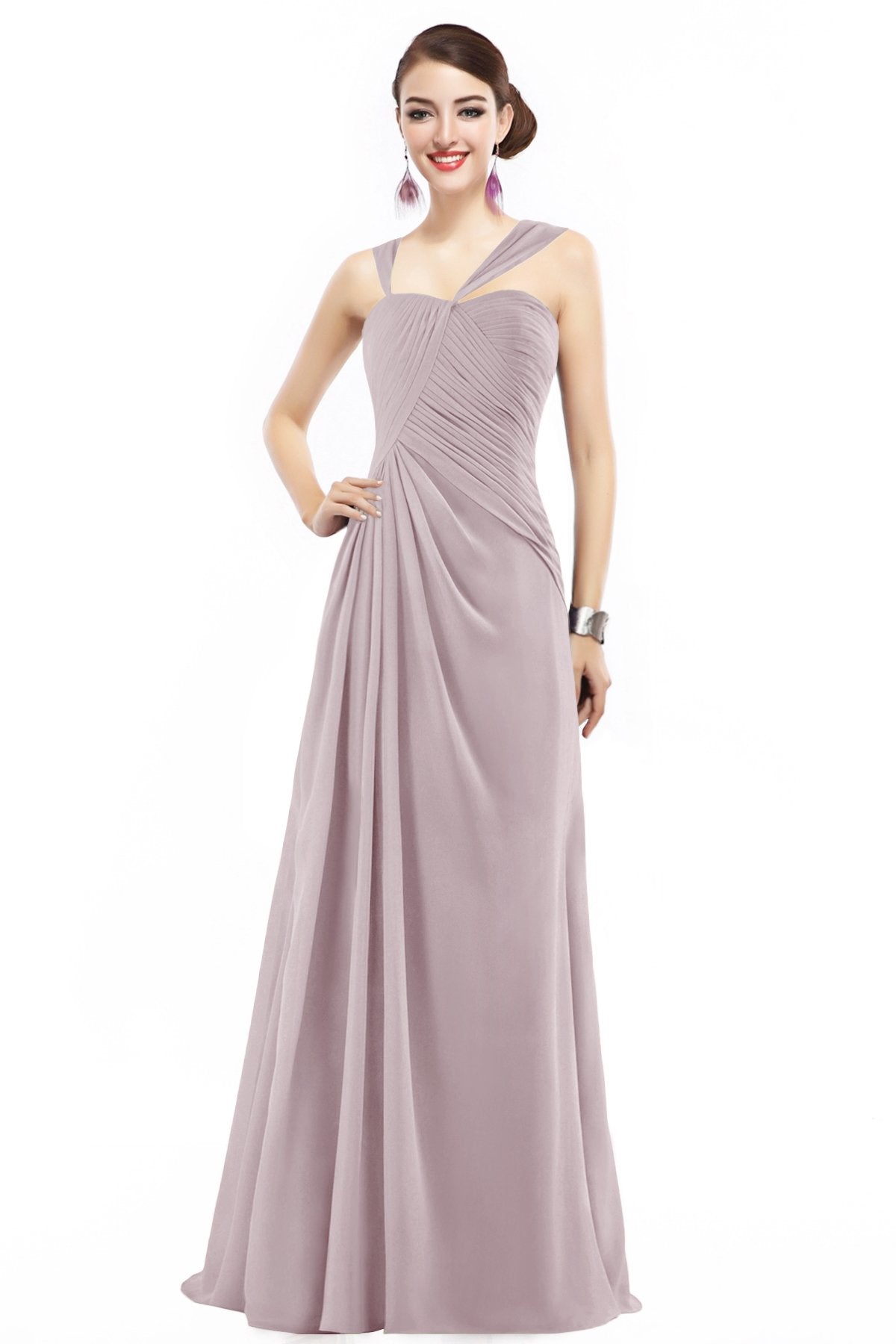 COCOMELODY Sheath Floor Length Chiffon Bridesmaid Dress COZF1401F 