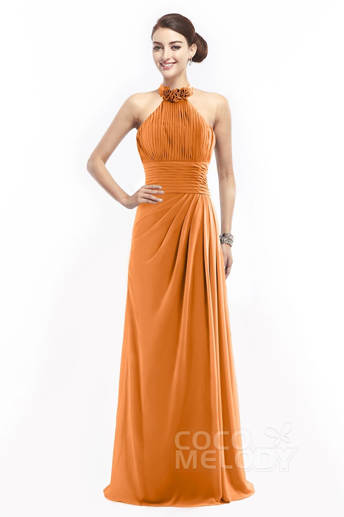 COCOMELODY Sheath Floor Length Chiffon Bridesmaid Dress COZF14020 