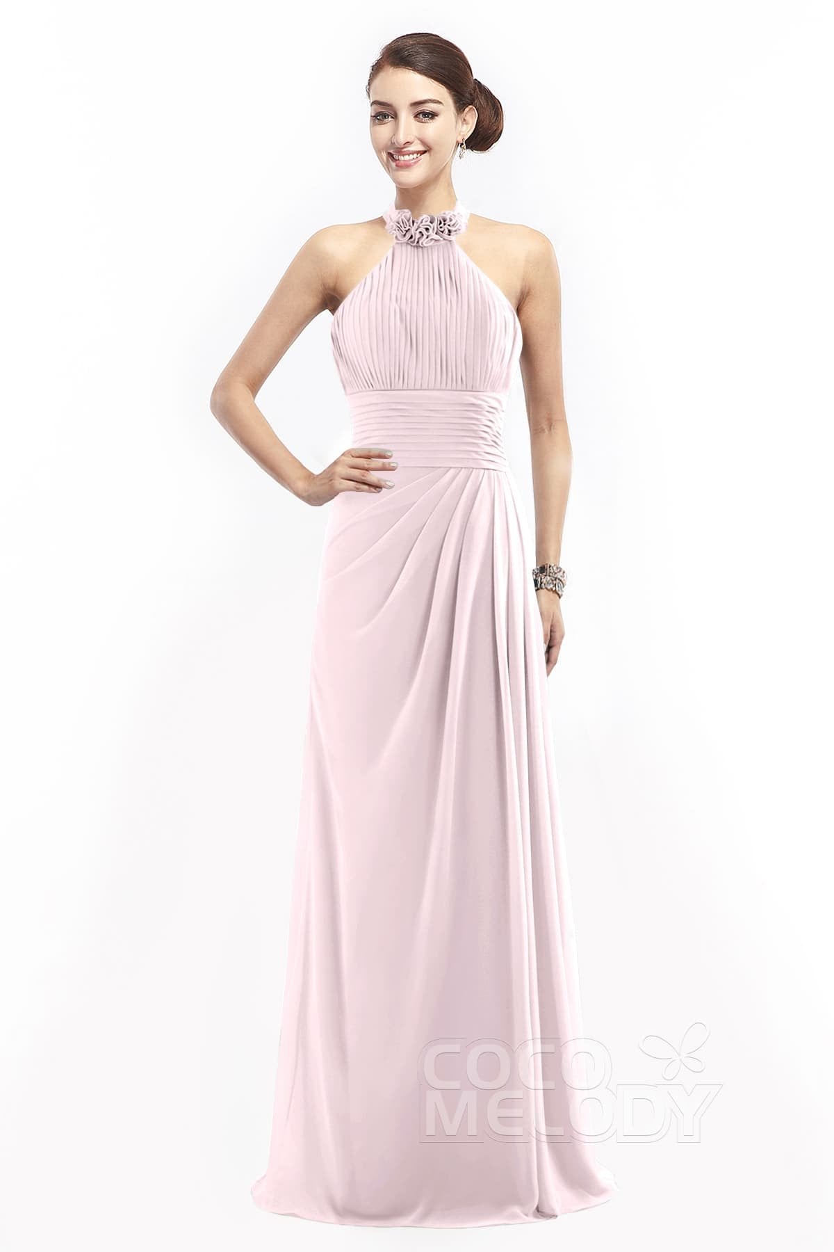 COCOMELODY Sheath Floor Length Chiffon Bridesmaid Dress COZF14020 