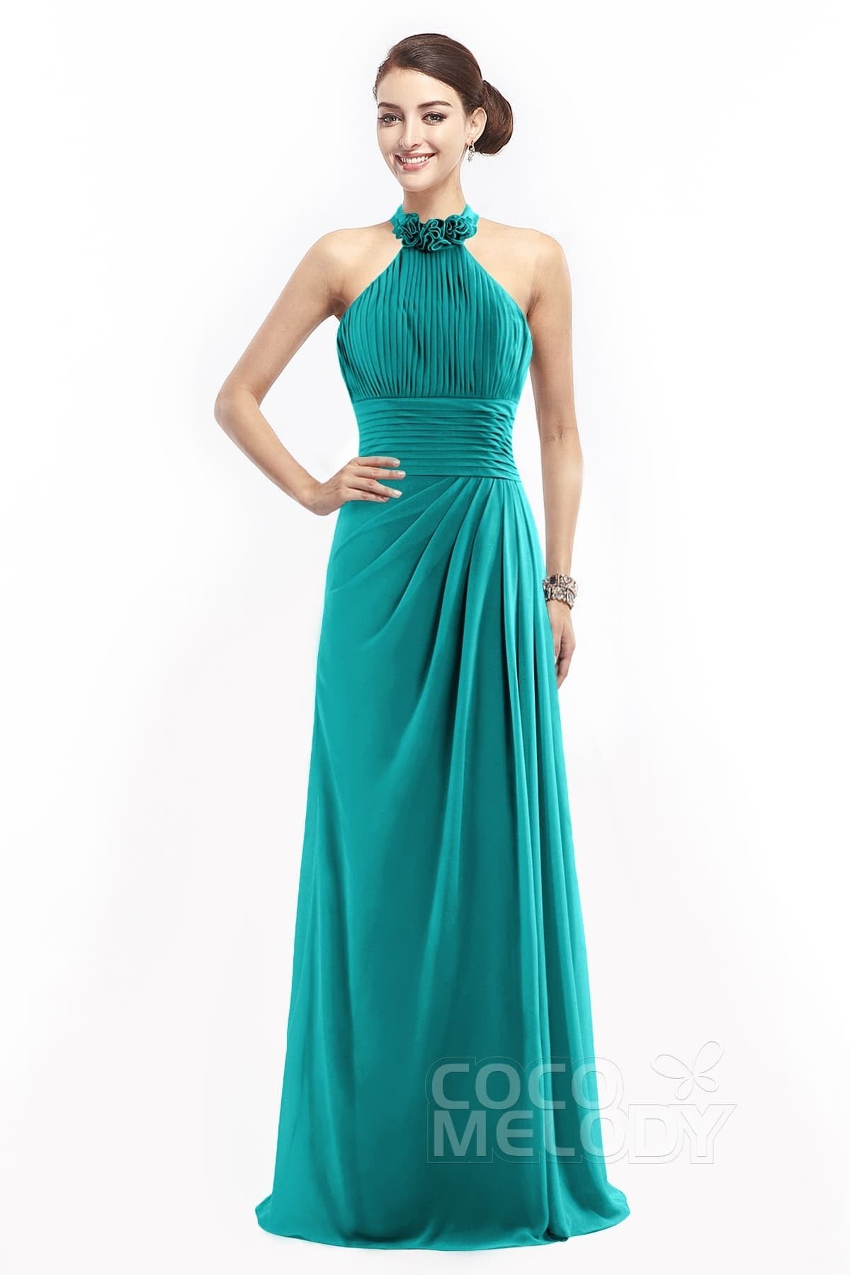 COCOMELODY Sheath Floor Length Chiffon Bridesmaid Dress COZF14020 