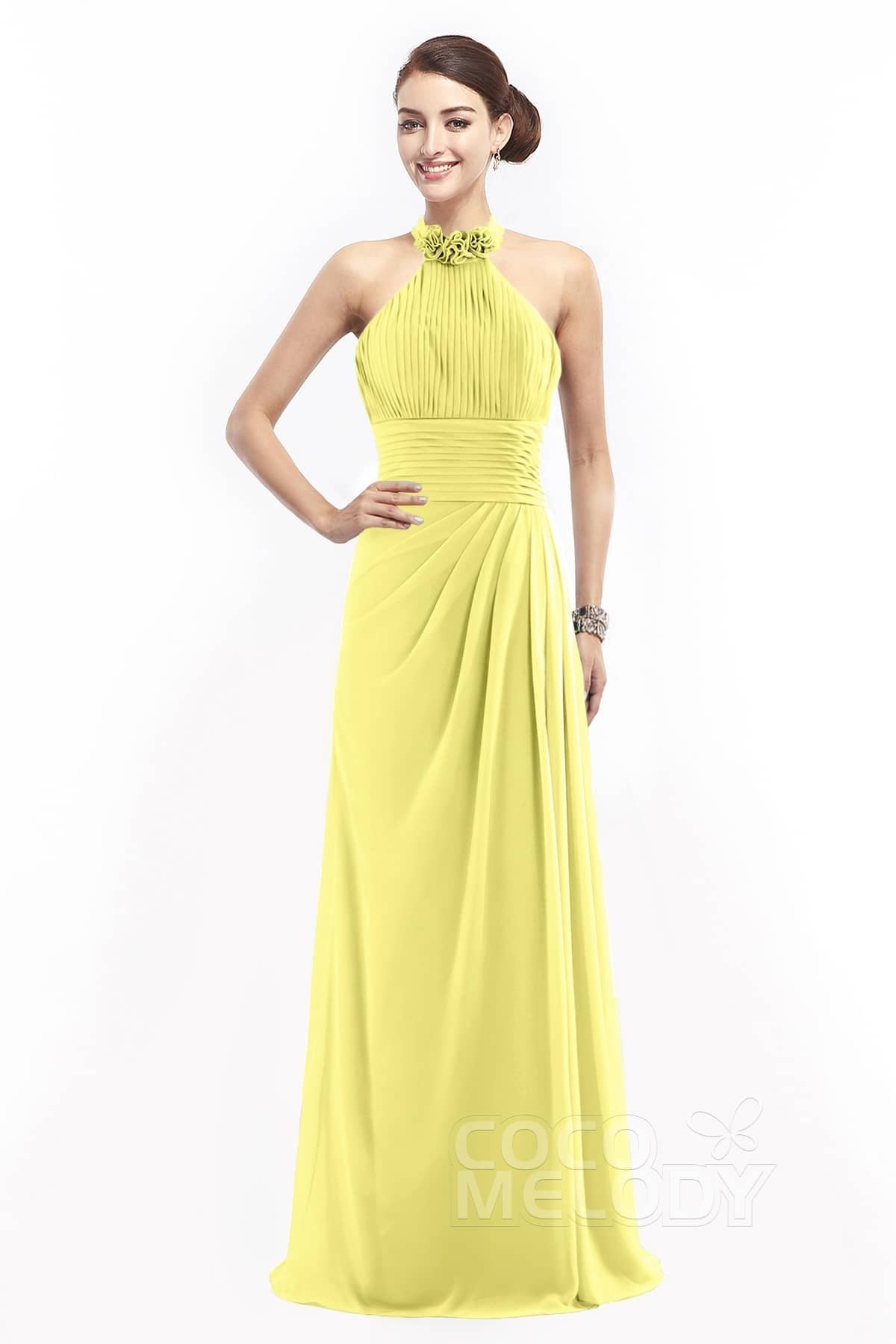 COCOMELODY Sheath Floor Length Chiffon Bridesmaid Dress COZF14020 