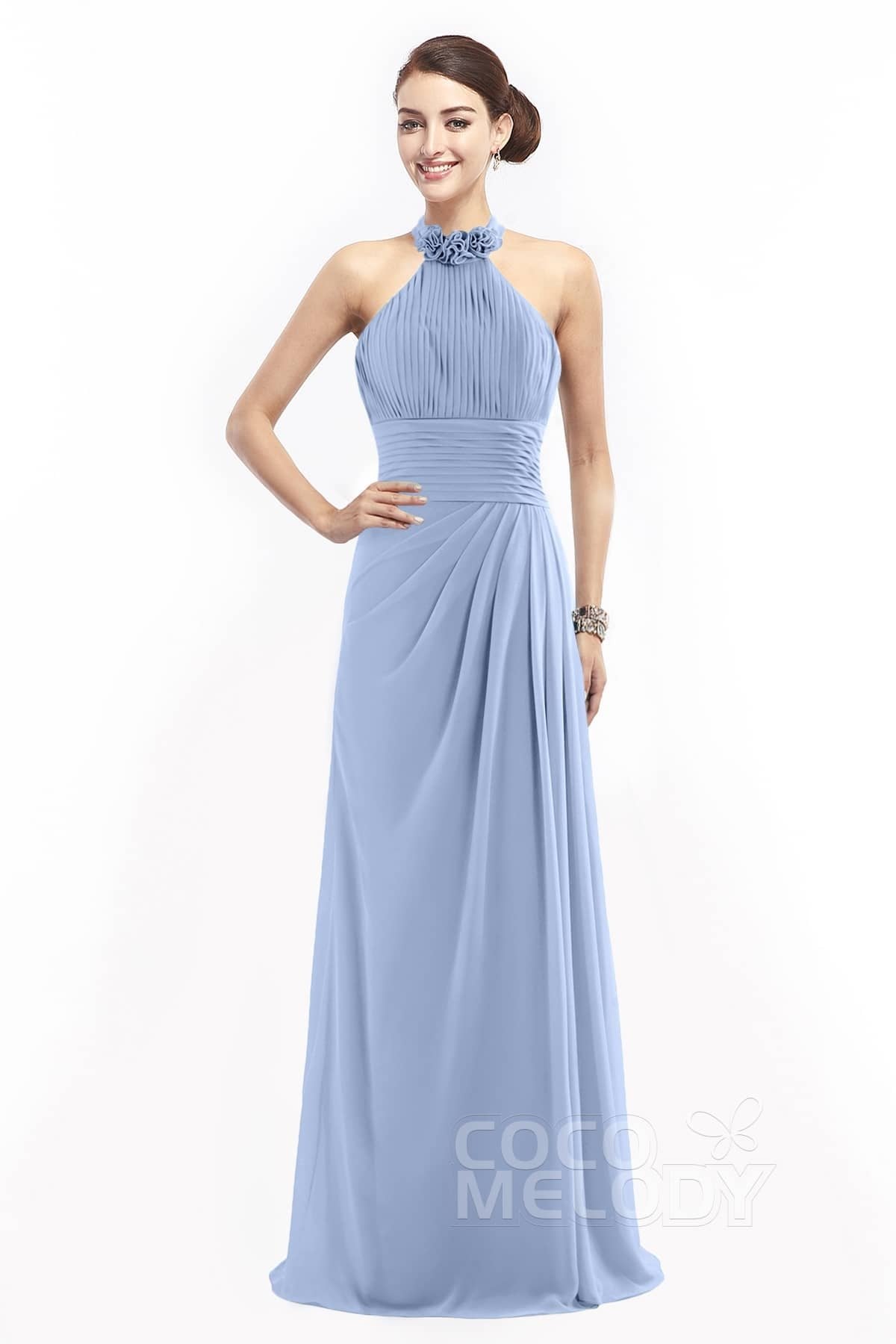 COCOMELODY Sheath Floor Length Chiffon Bridesmaid Dress COZF14020 