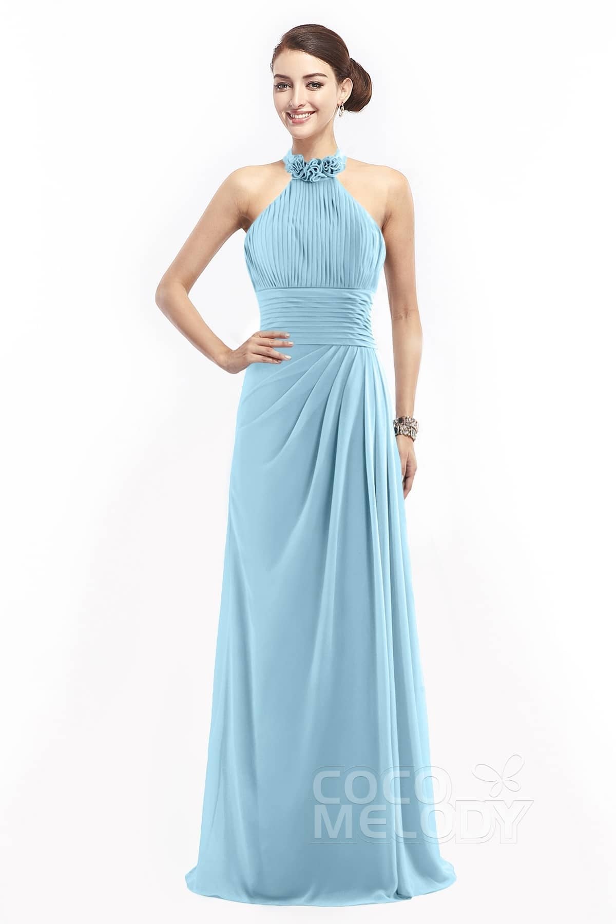 COCOMELODY Sheath Floor Length Chiffon Bridesmaid Dress COZF14020 