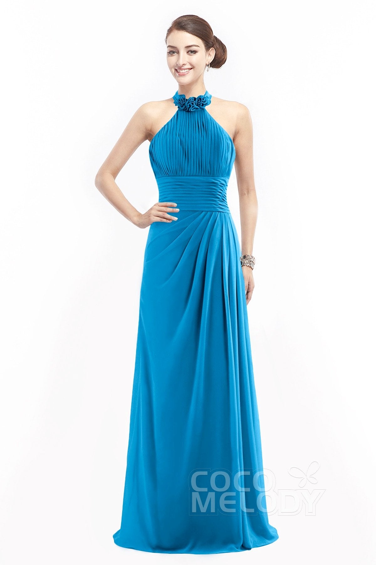 COCOMELODY Sheath Floor Length Chiffon Bridesmaid Dress COZF14020 