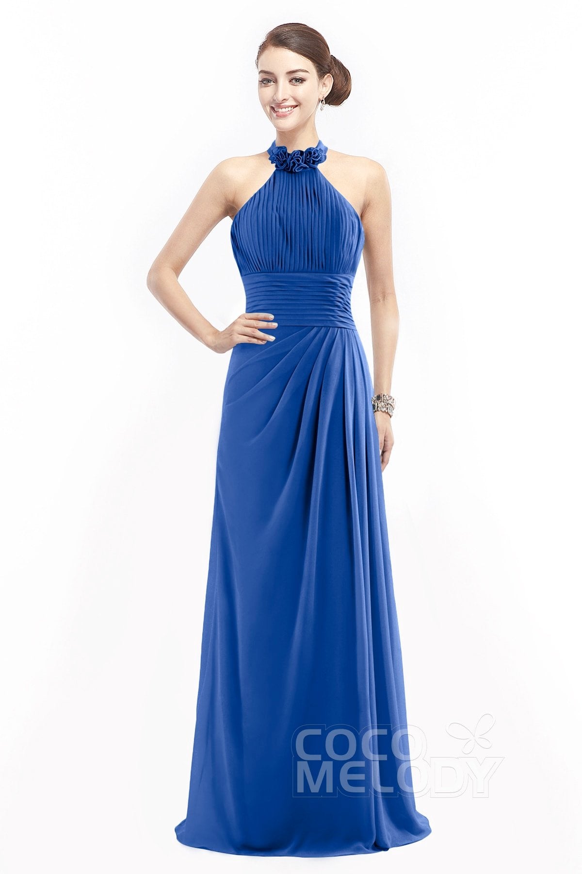 COCOMELODY Sheath Floor Length Chiffon Bridesmaid Dress COZF14020 