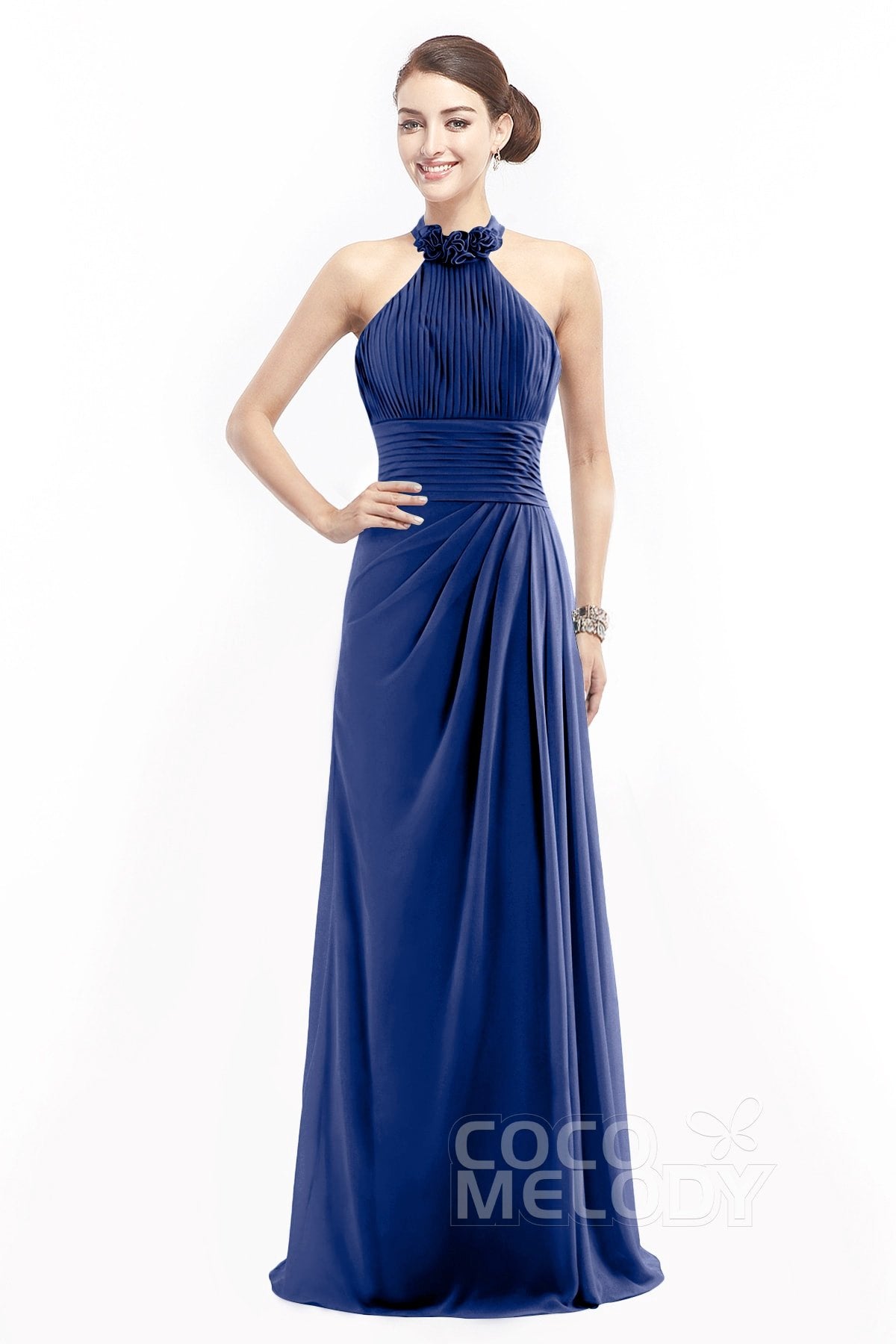 COCOMELODY Sheath Floor Length Chiffon Bridesmaid Dress COZF14020 