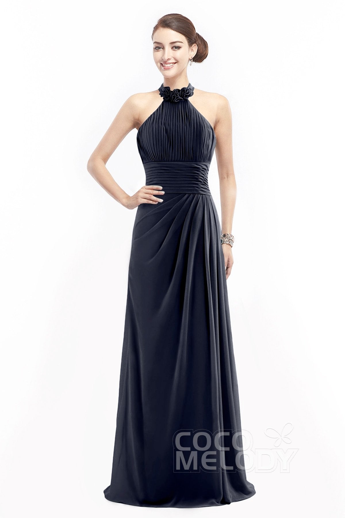 COCOMELODY Sheath Floor Length Chiffon Bridesmaid Dress COZF14020 