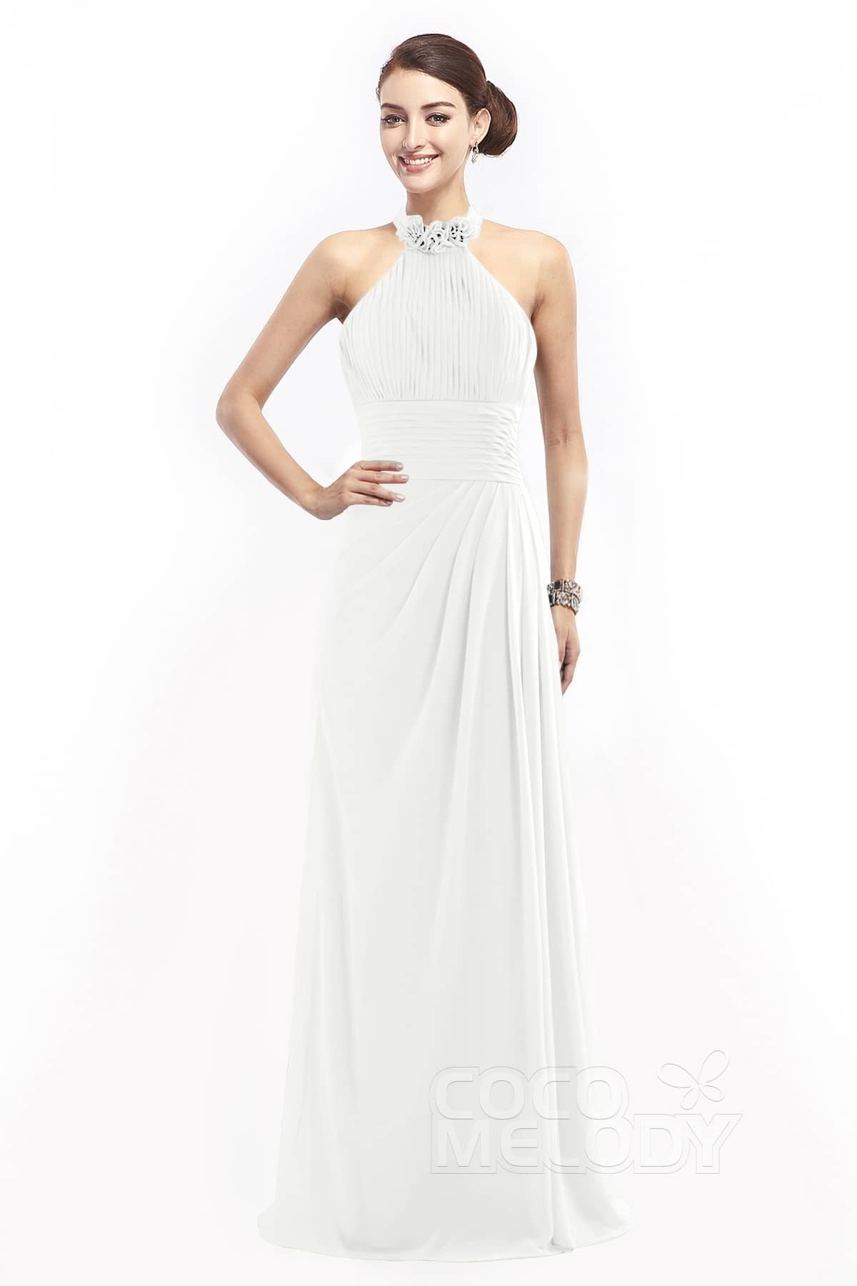 COCOMELODY Sheath Floor Length Chiffon Bridesmaid Dress COZF14020 