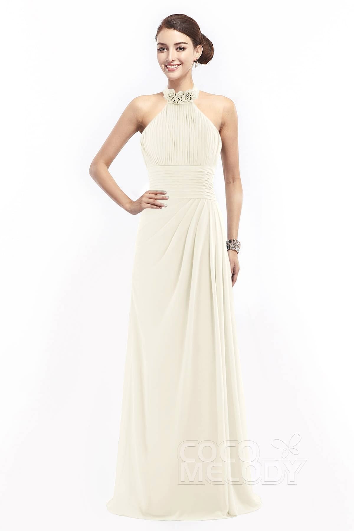 COCOMELODY Sheath Floor Length Chiffon Bridesmaid Dress COZF14020 