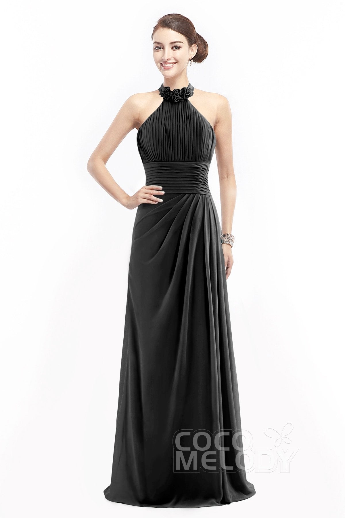 COCOMELODY Sheath Floor Length Chiffon Bridesmaid Dress COZF14020 