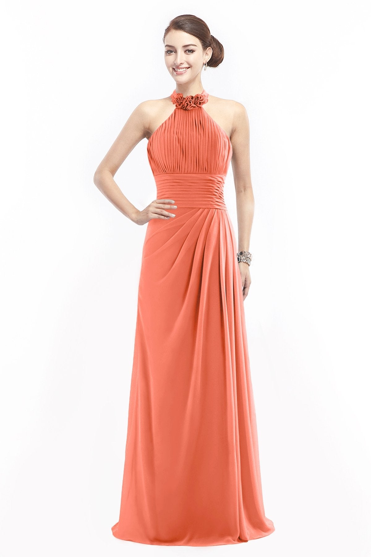 COCOMELODY Sheath Floor Length Chiffon Bridesmaid Dress COZF14020 