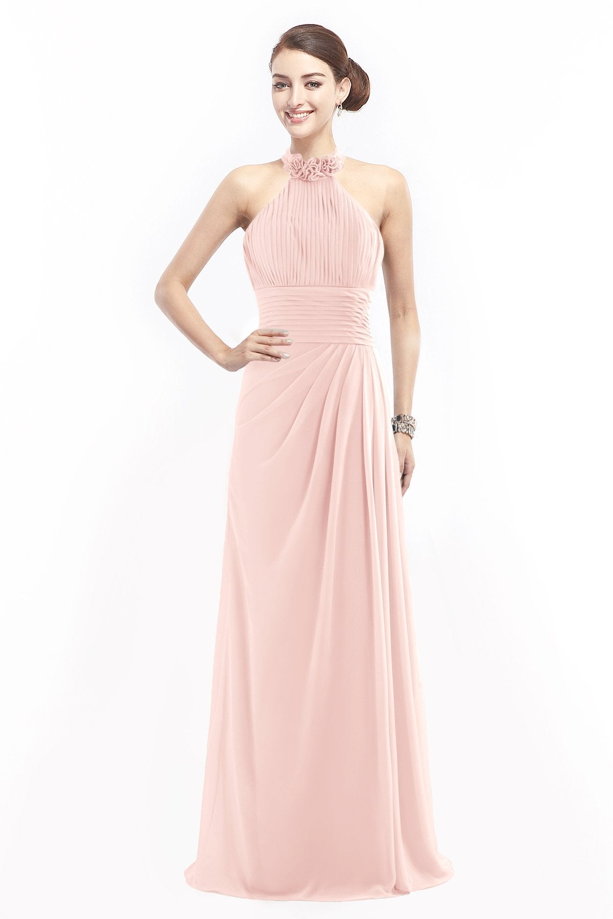 COCOMELODY Sheath Floor Length Chiffon Bridesmaid Dress COZF14020 