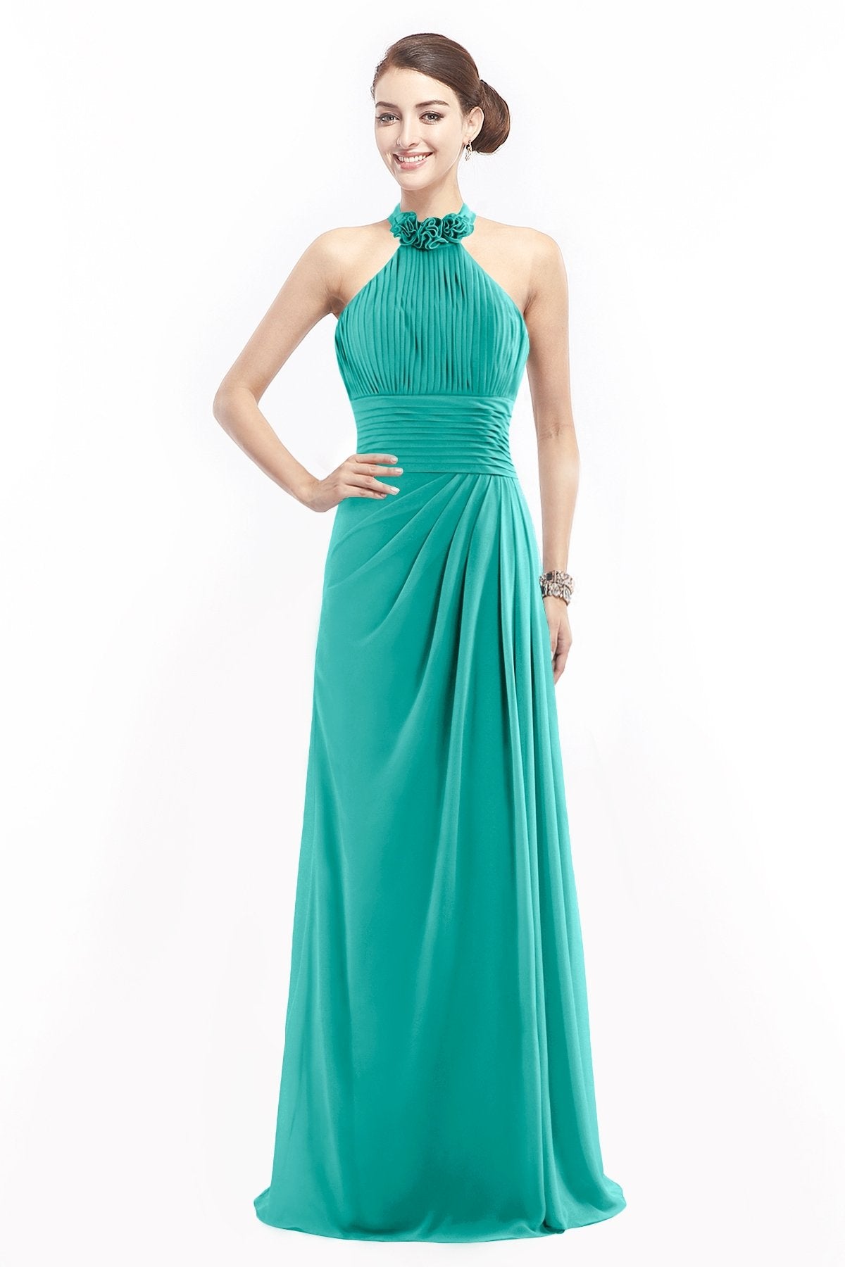 COCOMELODY Sheath Floor Length Chiffon Bridesmaid Dress COZF14020 