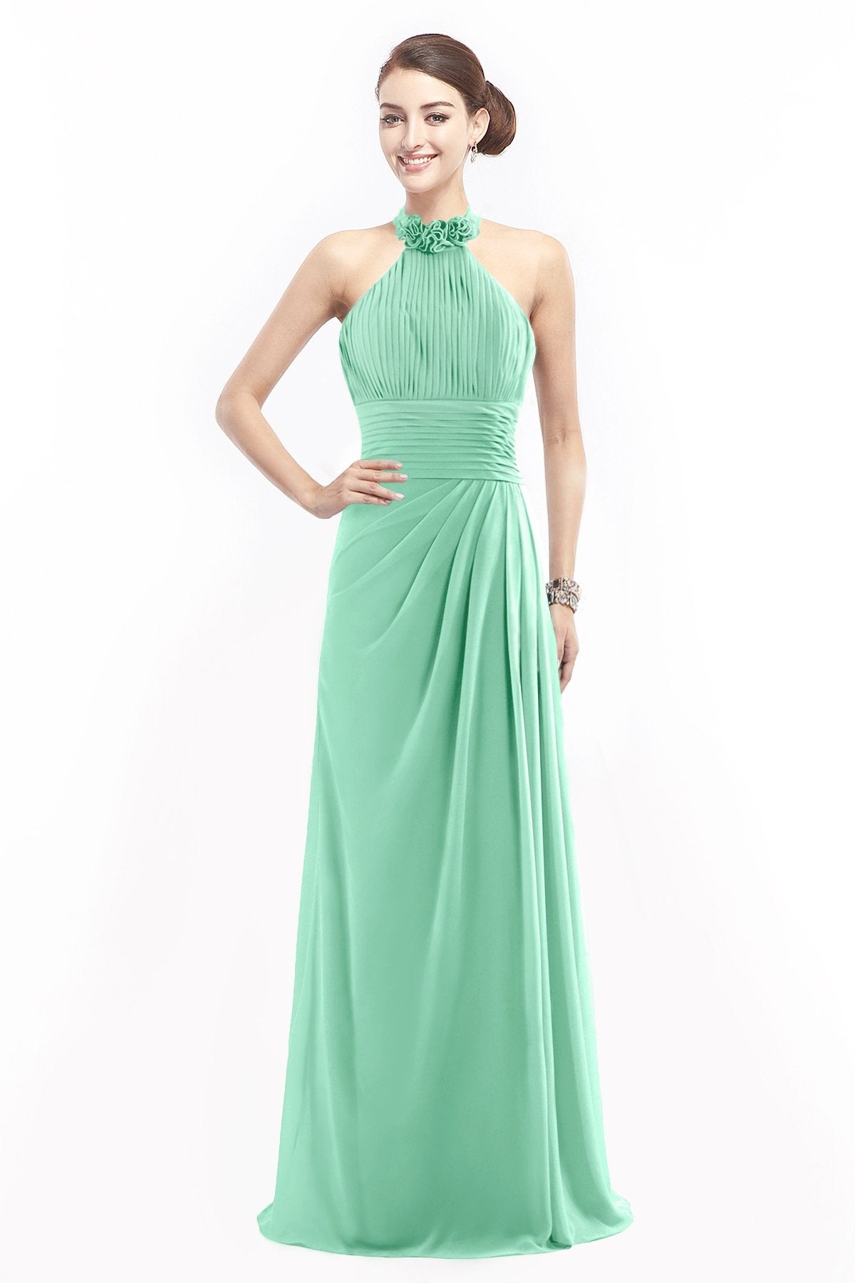 COCOMELODY Sheath Floor Length Chiffon Bridesmaid Dress COZF14020 