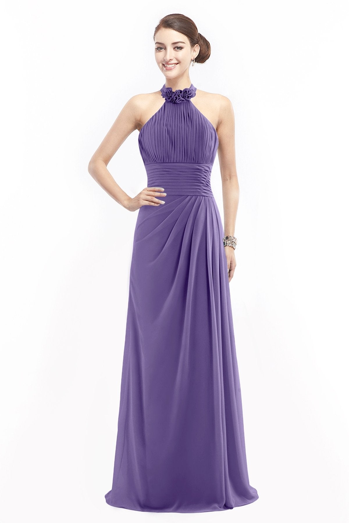 COCOMELODY Sheath Floor Length Chiffon Bridesmaid Dress COZF14020 