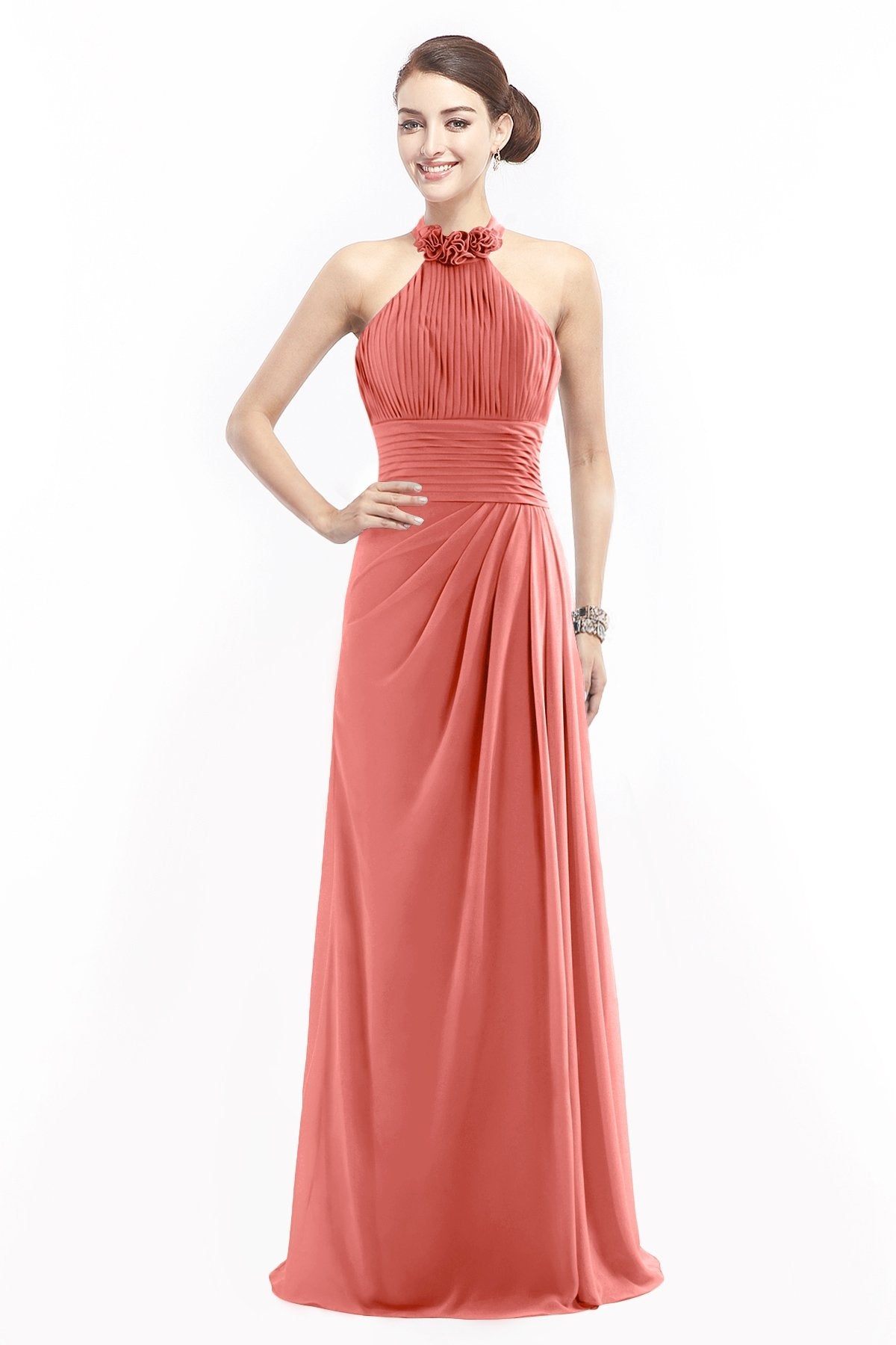 COCOMELODY Sheath Floor Length Chiffon Bridesmaid Dress COZF14020 