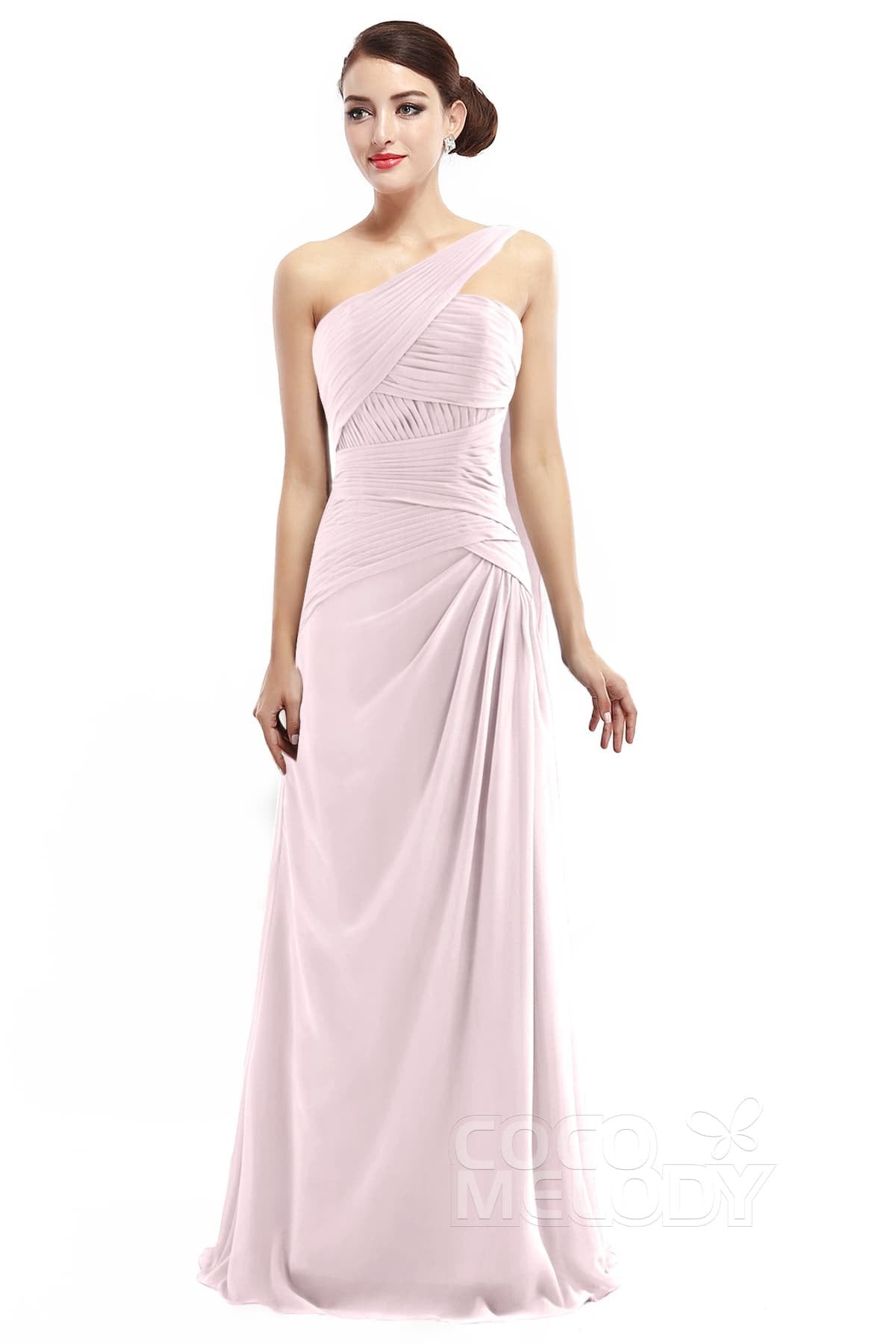 COCOMELODY Sheath Floor Length Chiffon Bridesmaid Dress COZF14021 