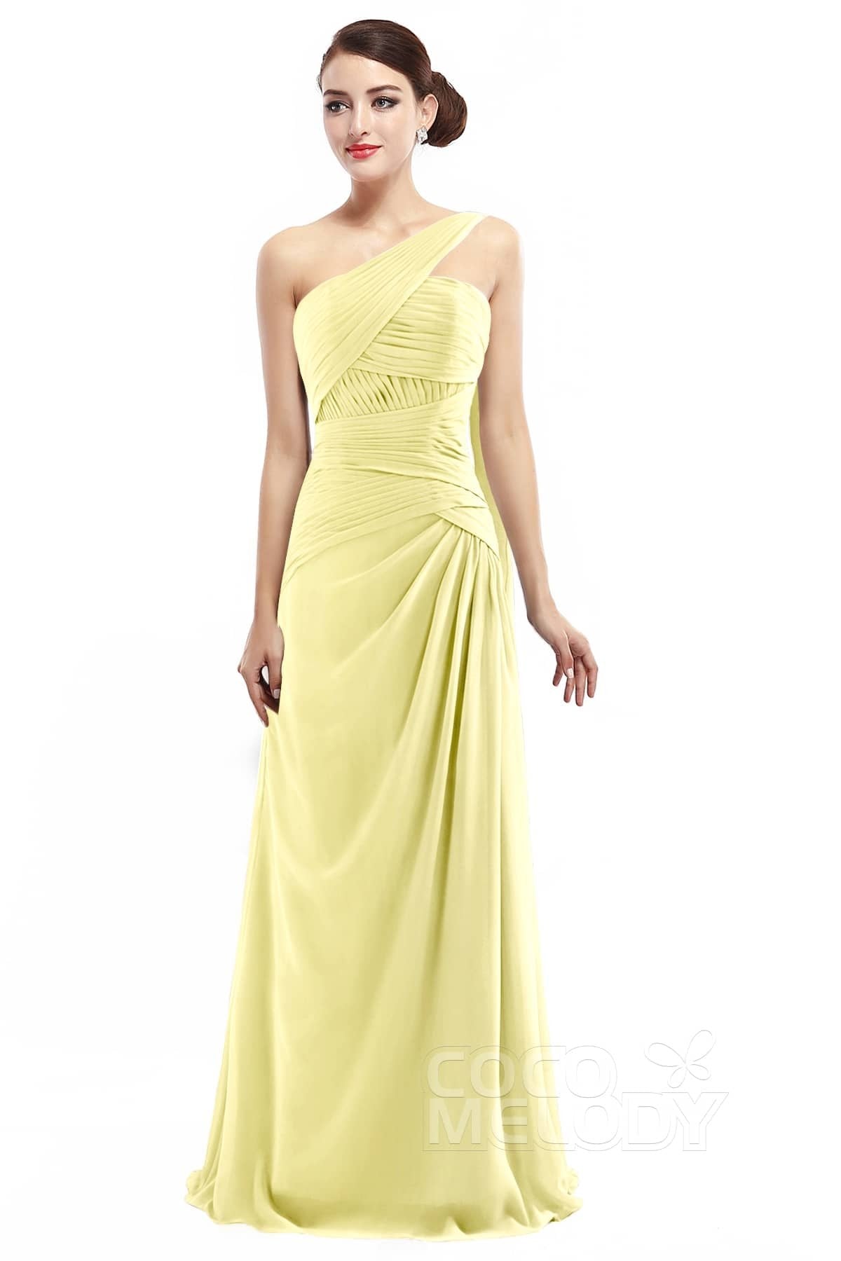 COCOMELODY Sheath Floor Length Chiffon Bridesmaid Dress COZF14021 