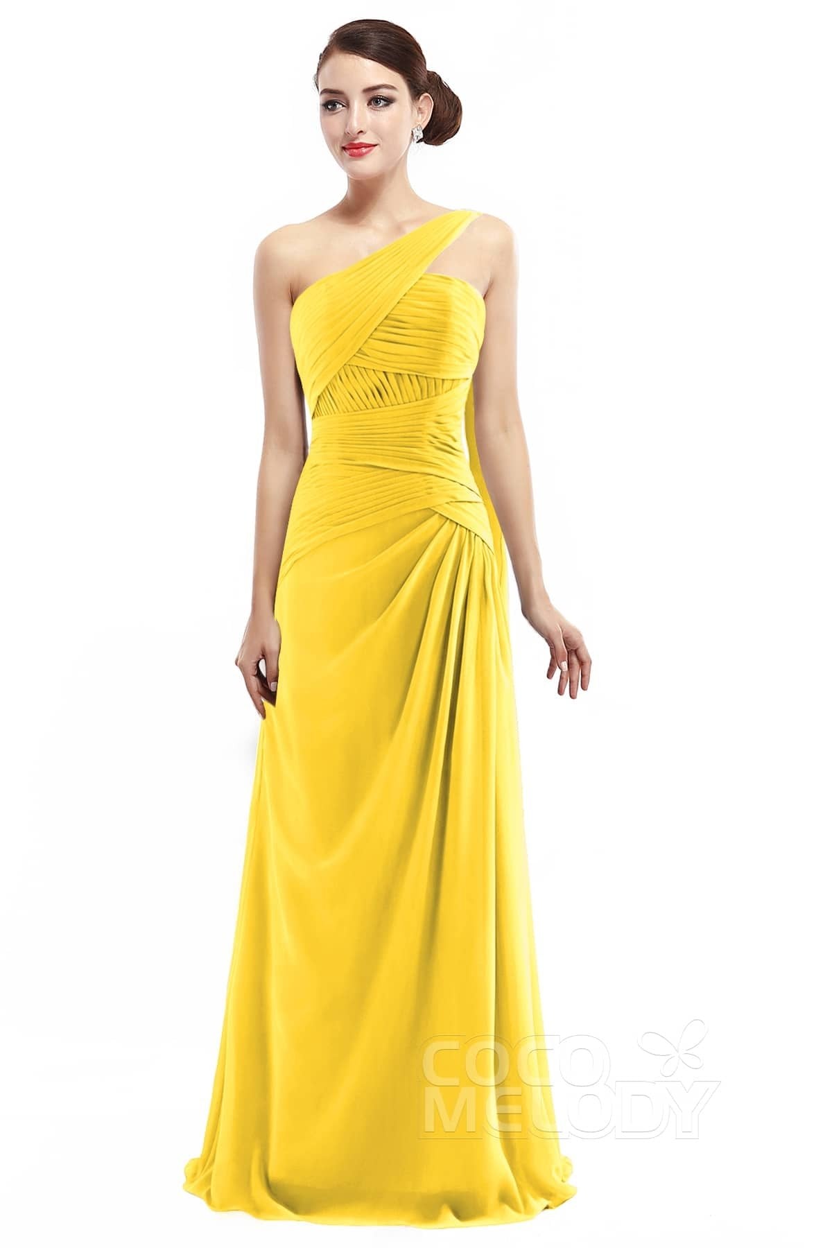 COCOMELODY Sheath Floor Length Chiffon Bridesmaid Dress COZF14021 