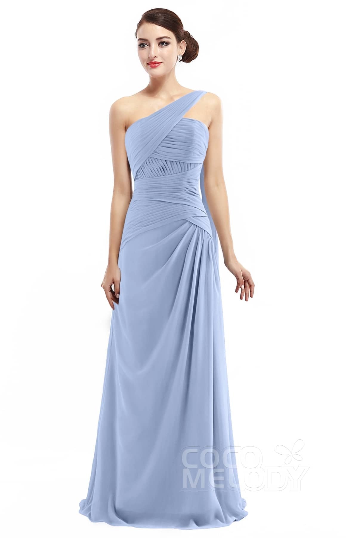 COCOMELODY Sheath Floor Length Chiffon Bridesmaid Dress COZF14021 