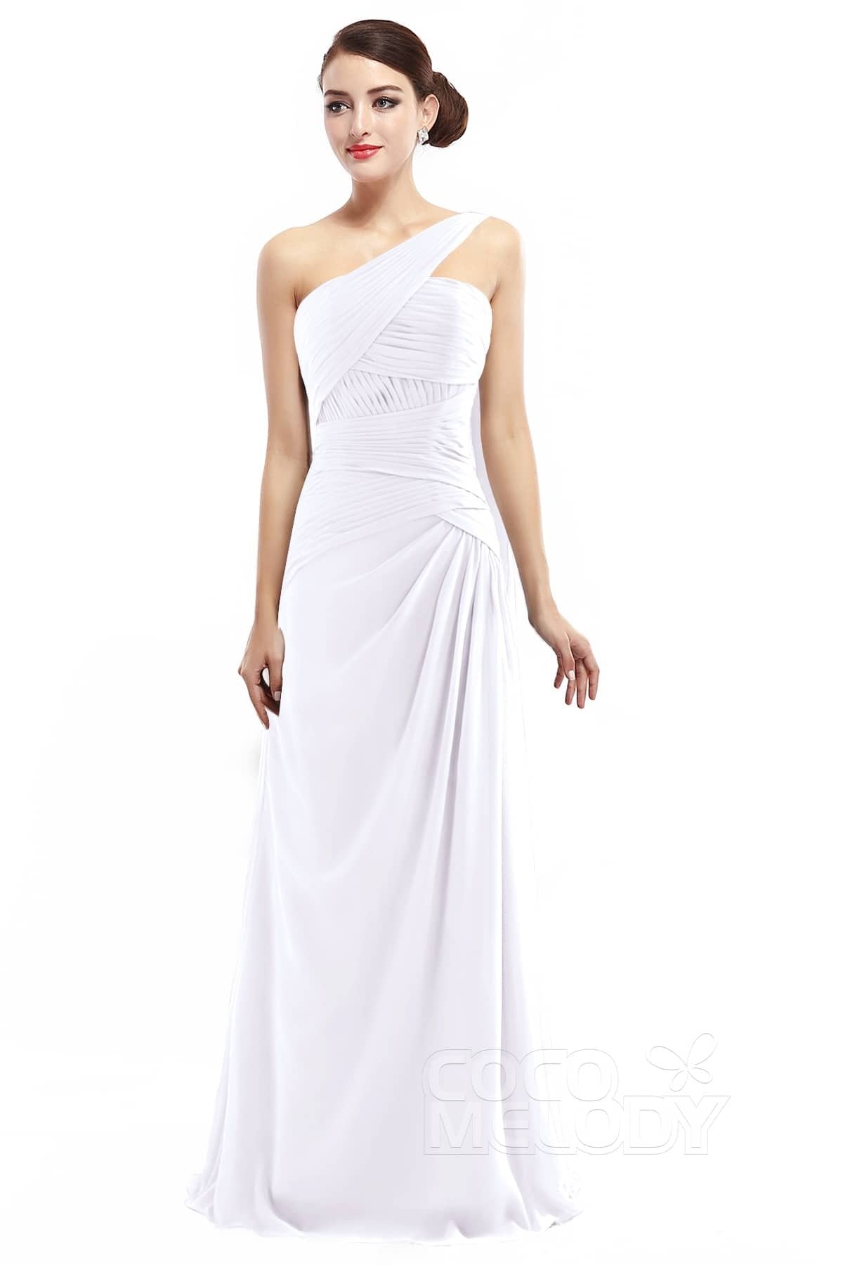 COCOMELODY Sheath Floor Length Chiffon Bridesmaid Dress COZF14021 