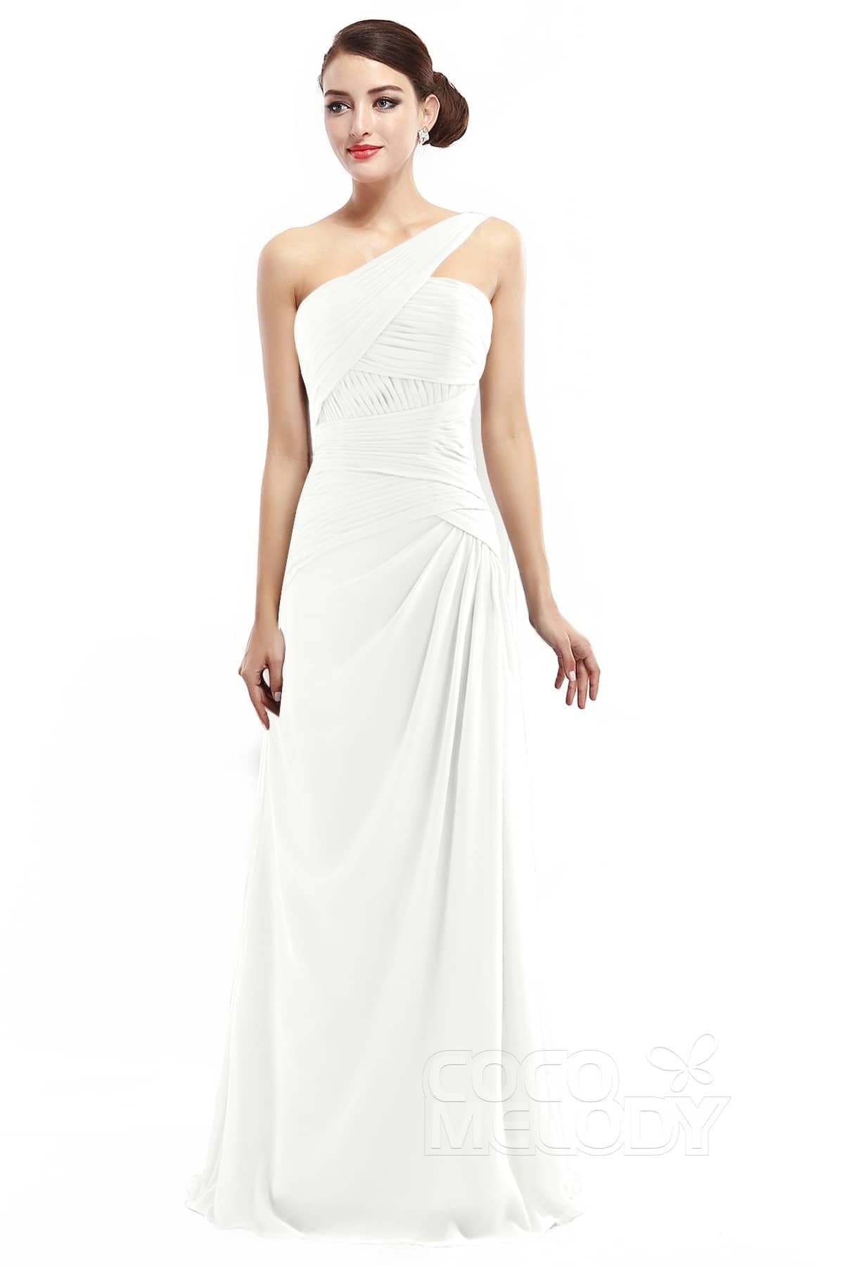 COCOMELODY Sheath Floor Length Chiffon Bridesmaid Dress COZF14021 