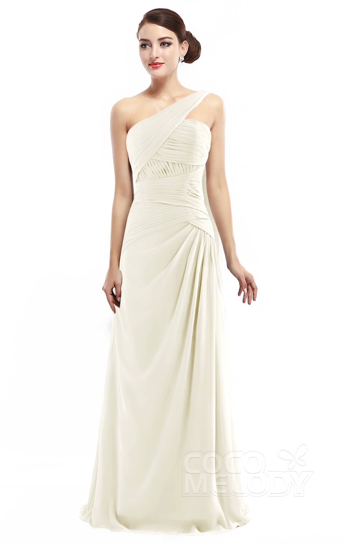 COCOMELODY Sheath Floor Length Chiffon Bridesmaid Dress COZF14021 