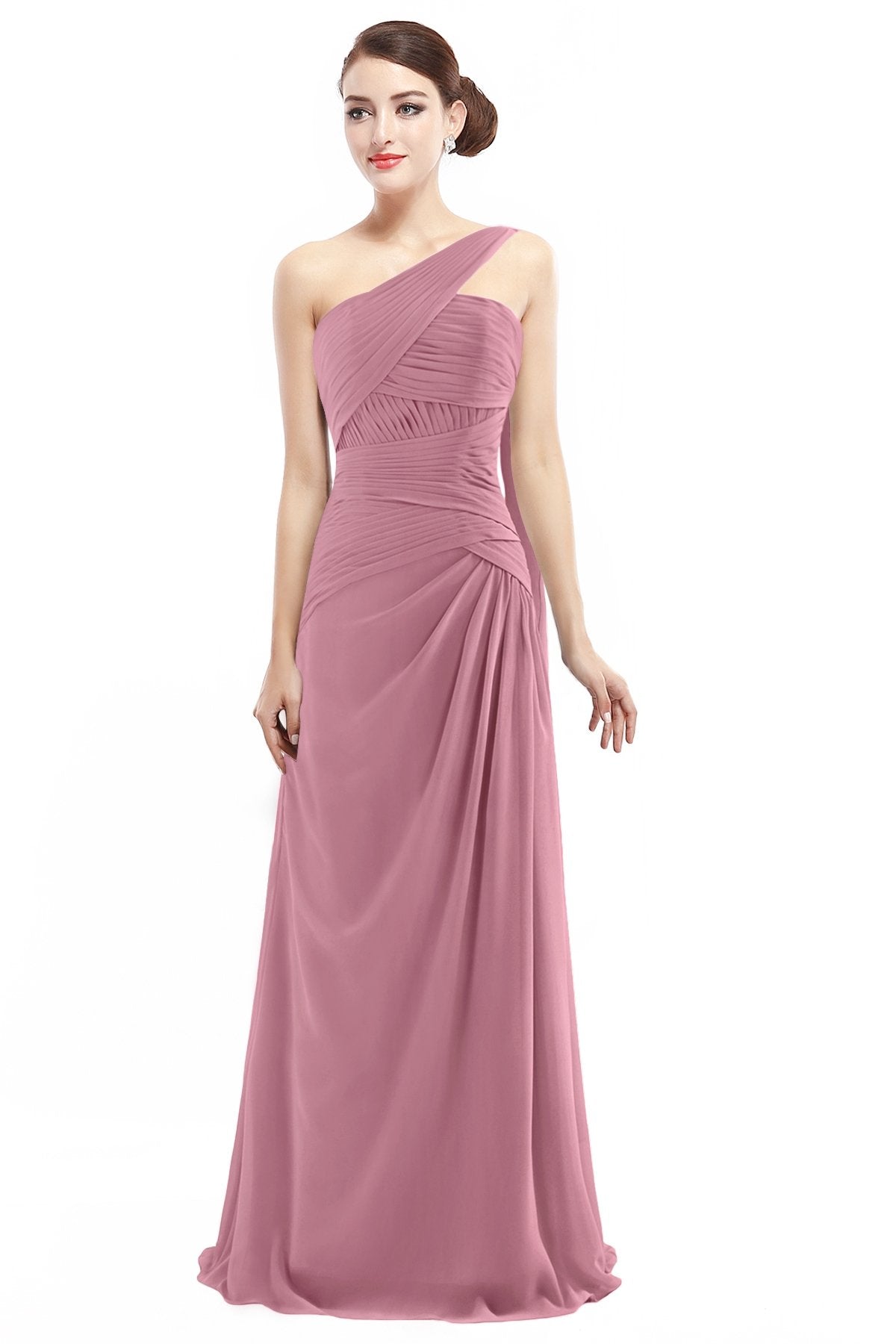 COCOMELODY Sheath Floor Length Chiffon Bridesmaid Dress COZF14021 