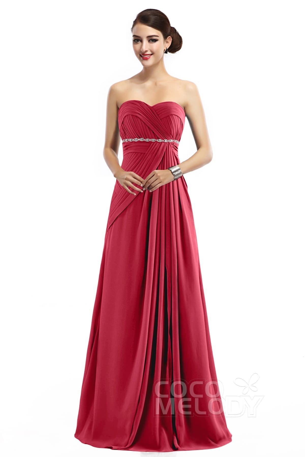 COCOMELODY Sheath Floor Length Chiffon Bridesmaid Dress COZF14022 