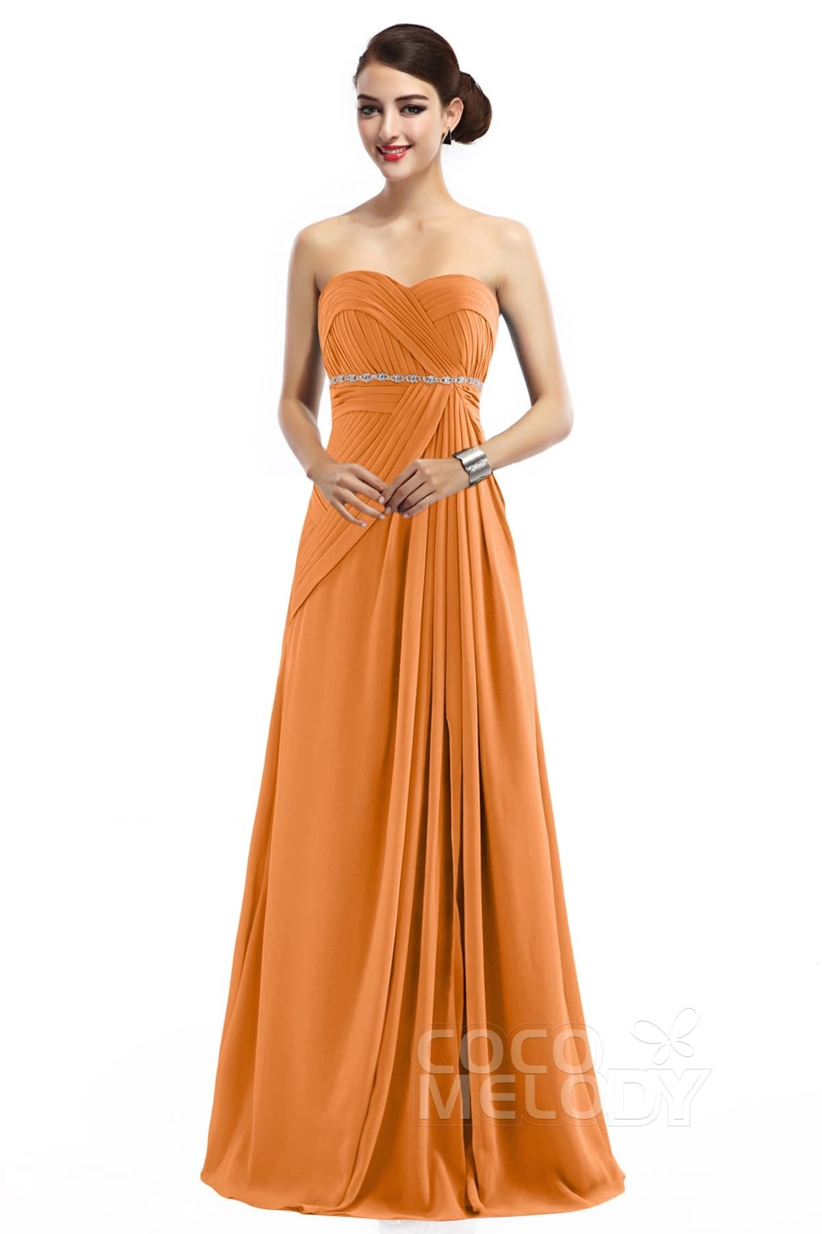 COCOMELODY Sheath Floor Length Chiffon Bridesmaid Dress COZF14022 