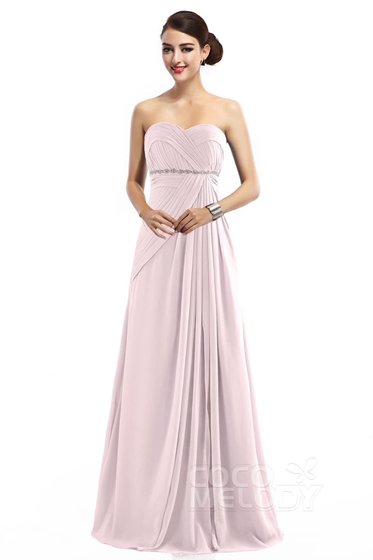 COCOMELODY Sheath Floor Length Chiffon Bridesmaid Dress COZF14022 