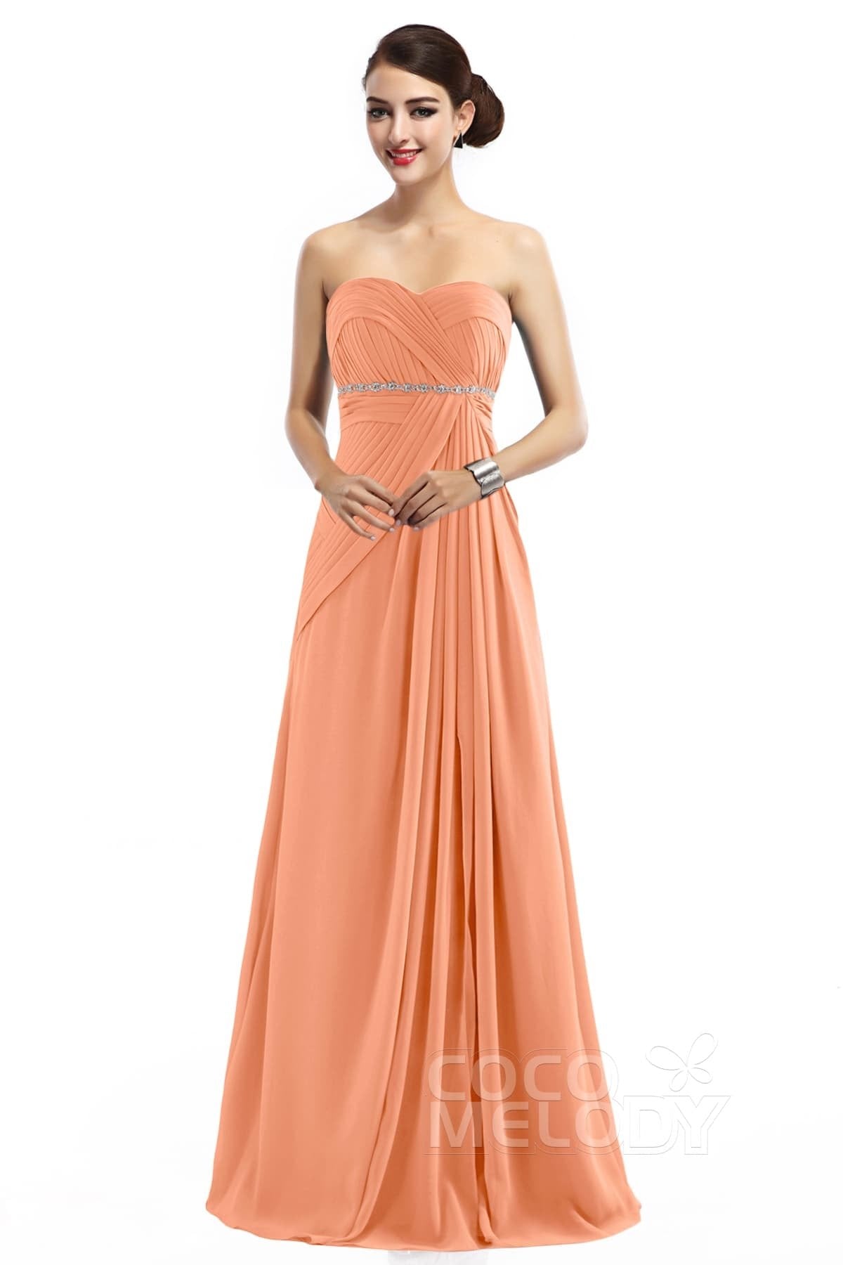 COCOMELODY Sheath Floor Length Chiffon Bridesmaid Dress COZF14022 