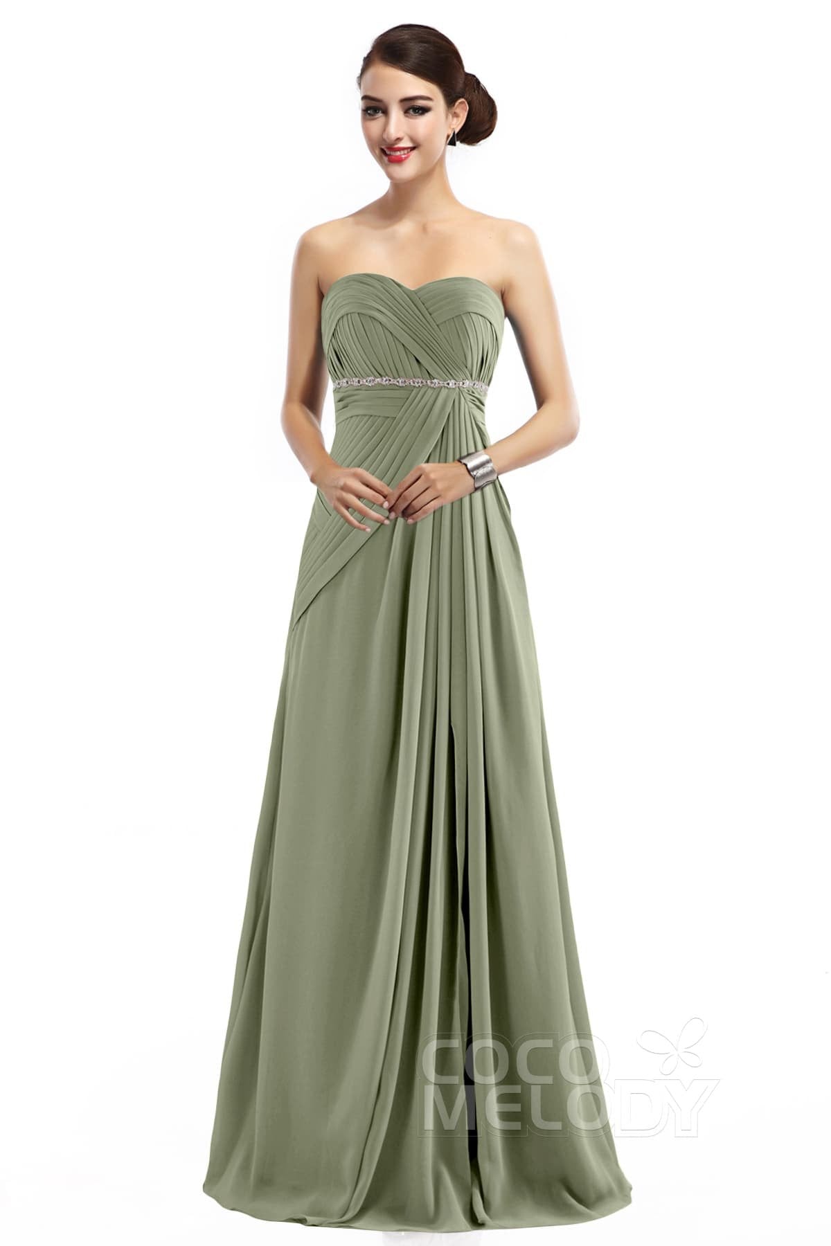 COCOMELODY Sheath Floor Length Chiffon Bridesmaid Dress COZF14022 