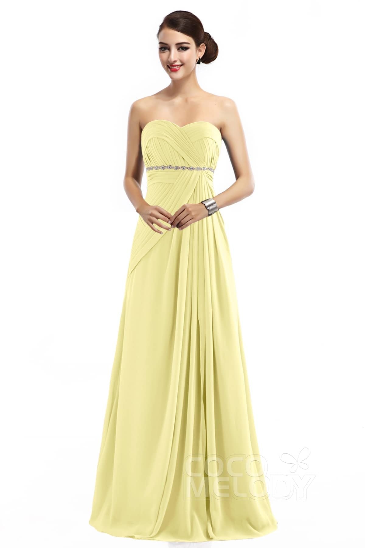 COCOMELODY Sheath Floor Length Chiffon Bridesmaid Dress COZF14022 