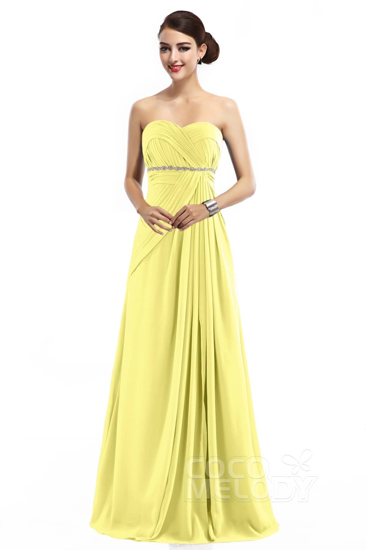 COCOMELODY Sheath Floor Length Chiffon Bridesmaid Dress COZF14022 