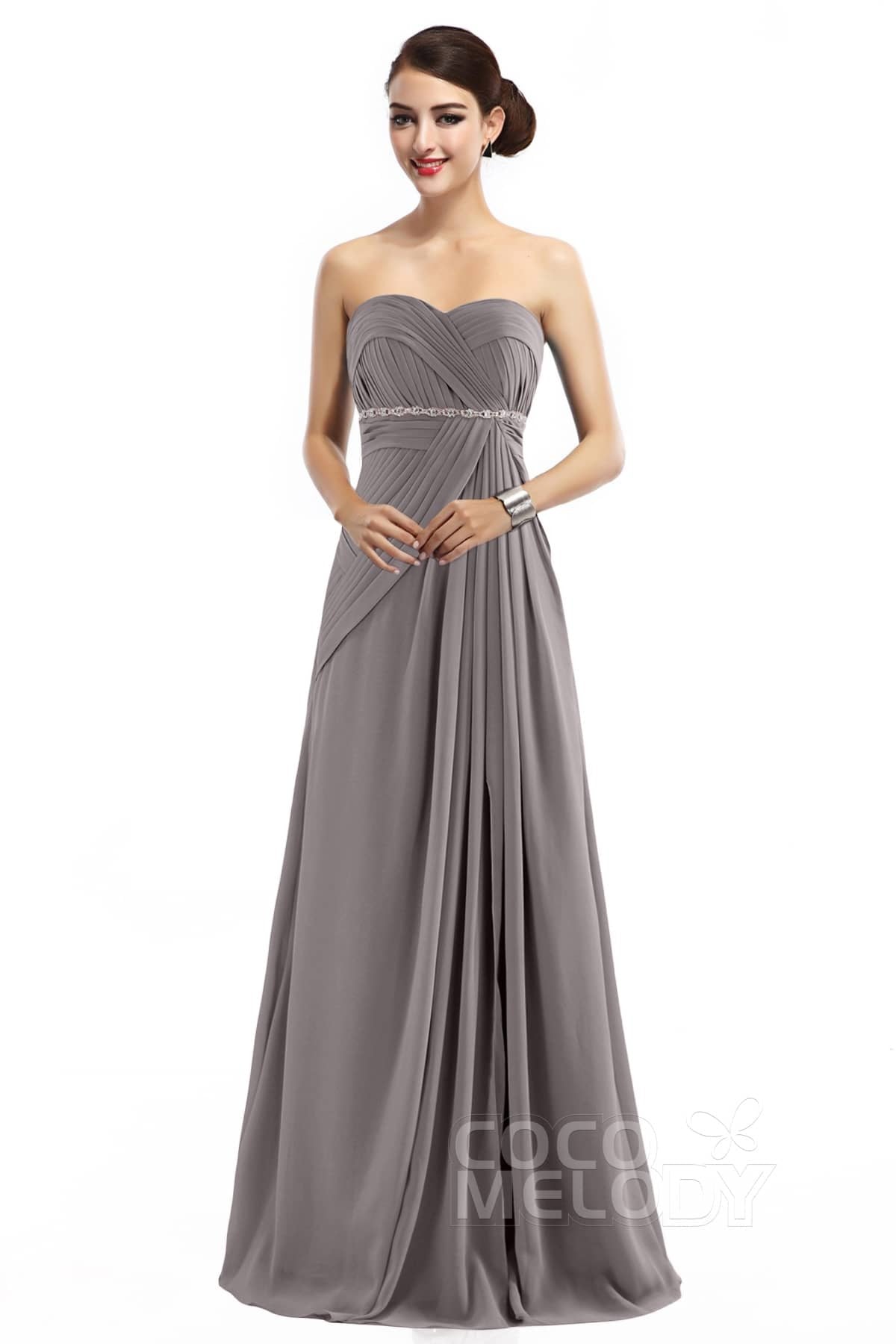 COCOMELODY Sheath Floor Length Chiffon Bridesmaid Dress COZF14022 