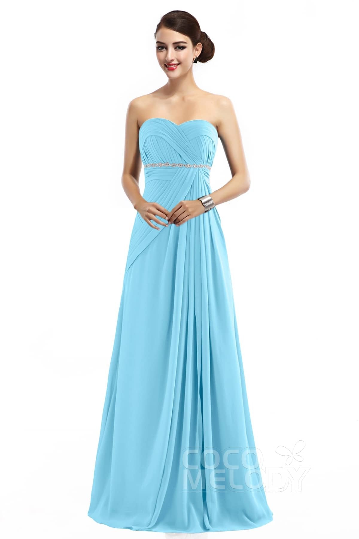 COCOMELODY Sheath Floor Length Chiffon Bridesmaid Dress COZF14022 