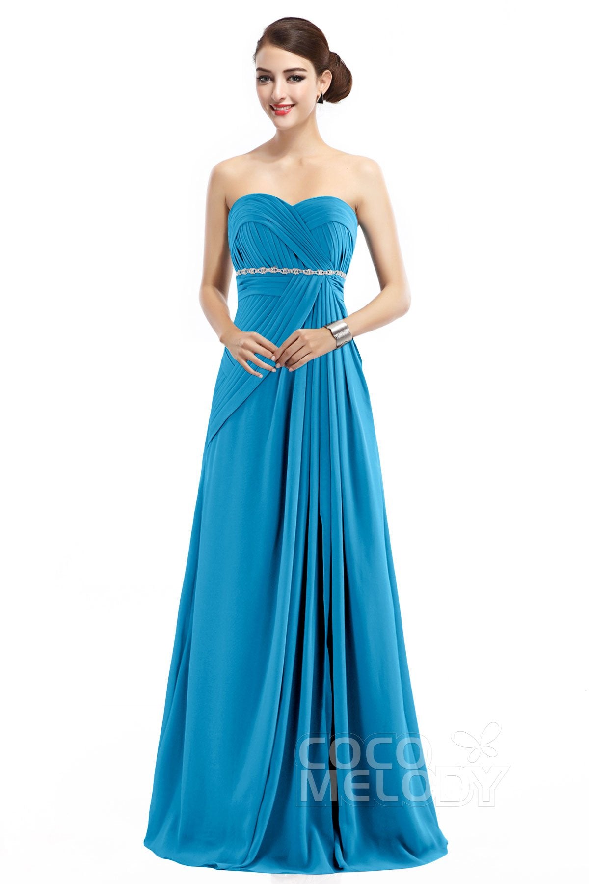 COCOMELODY Sheath Floor Length Chiffon Bridesmaid Dress COZF14022 