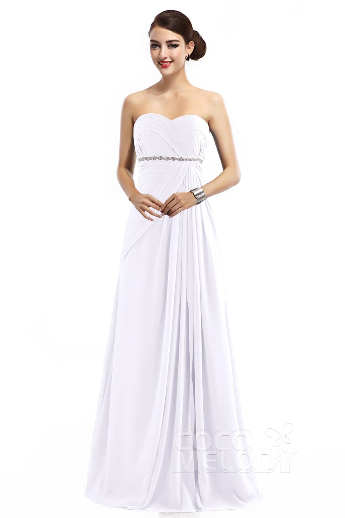 COCOMELODY Sheath Floor Length Chiffon Bridesmaid Dress COZF14022 