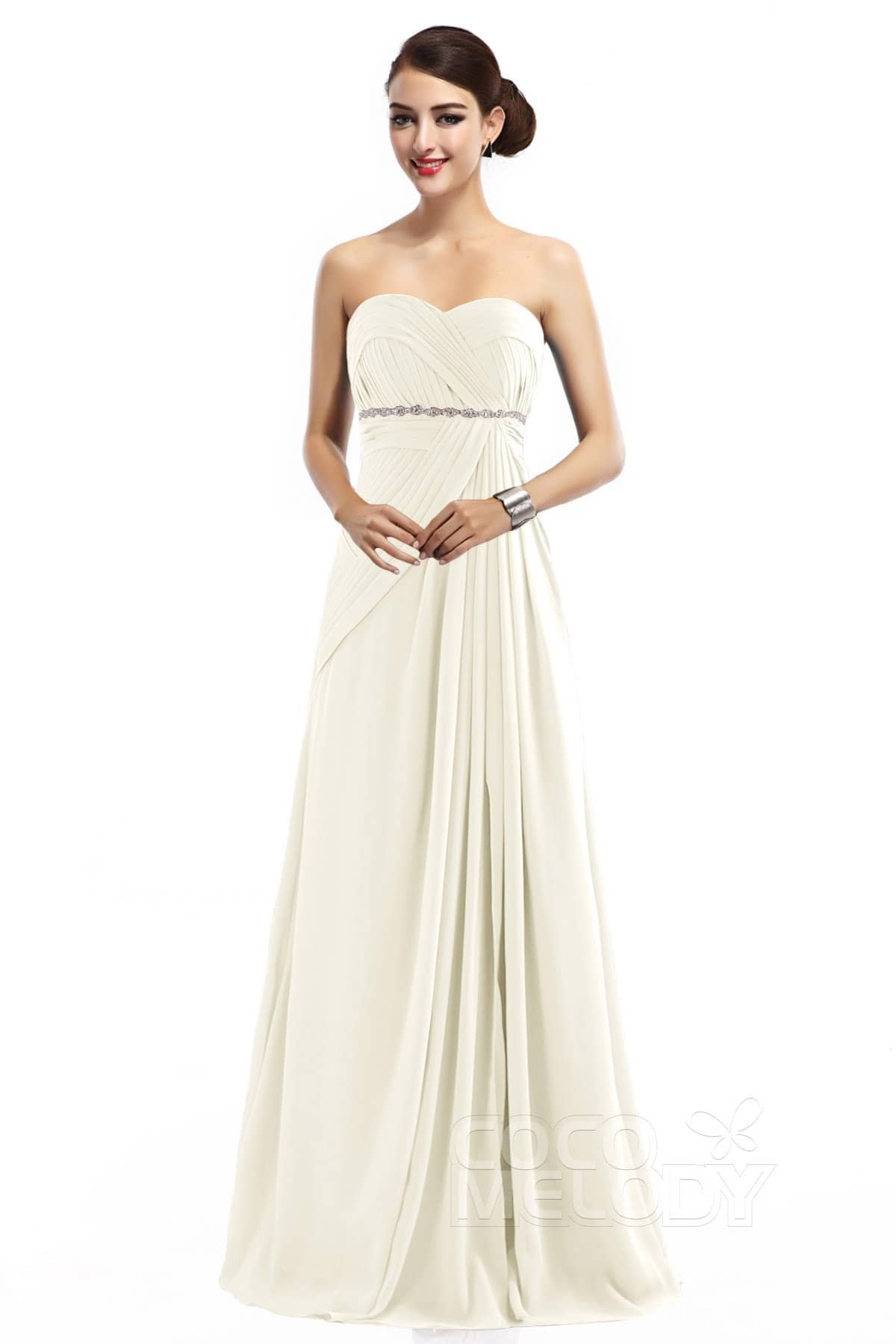 COCOMELODY Sheath Floor Length Chiffon Bridesmaid Dress COZF14022 