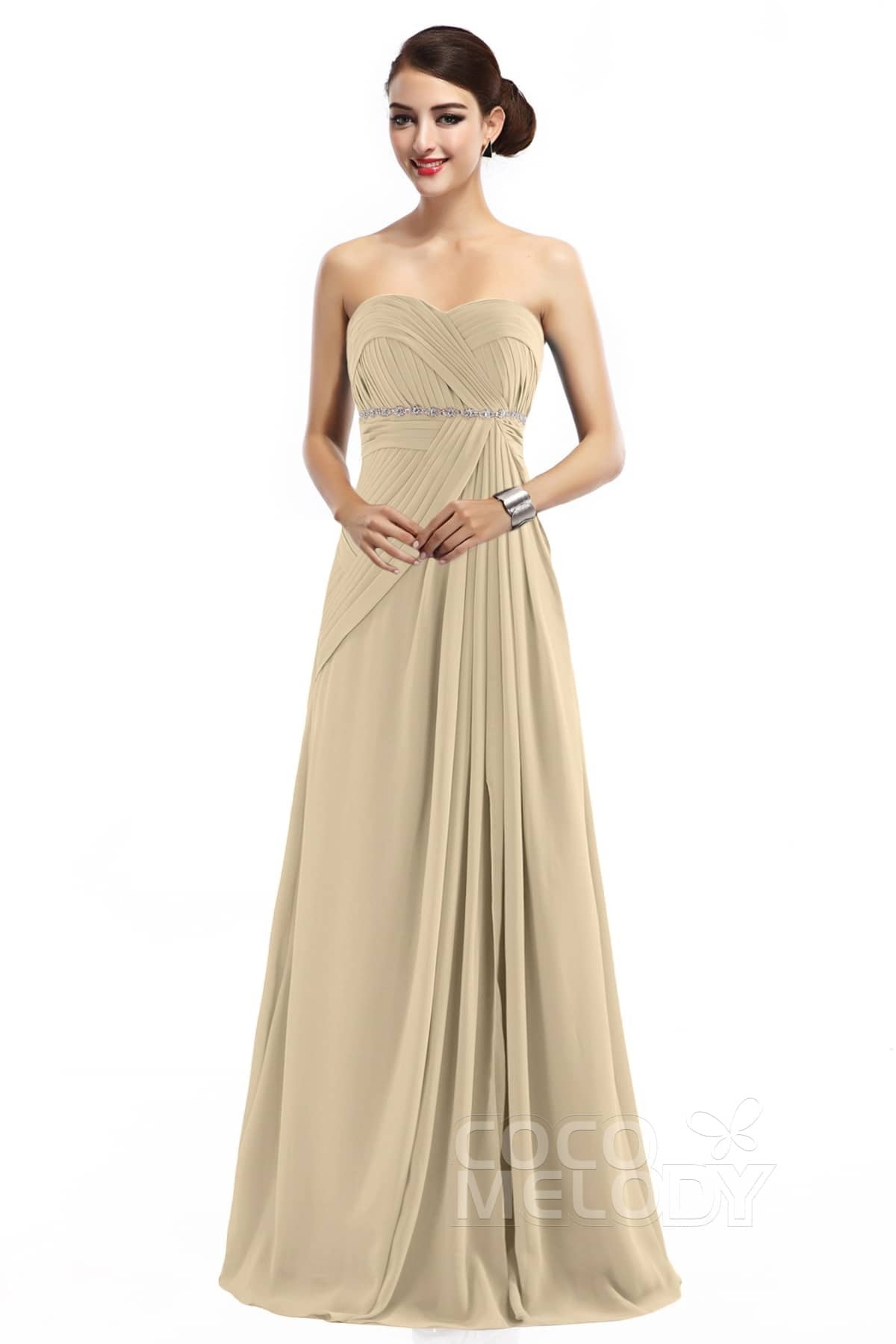 COCOMELODY Sheath Floor Length Chiffon Bridesmaid Dress COZF14022 