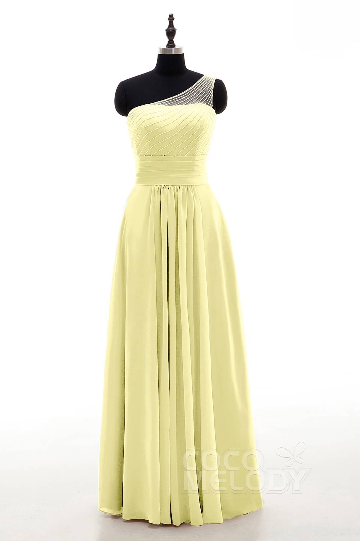 COCOMELODY Sheath Floor Length Chiffon Bridesmaid Dress COZF1409A 