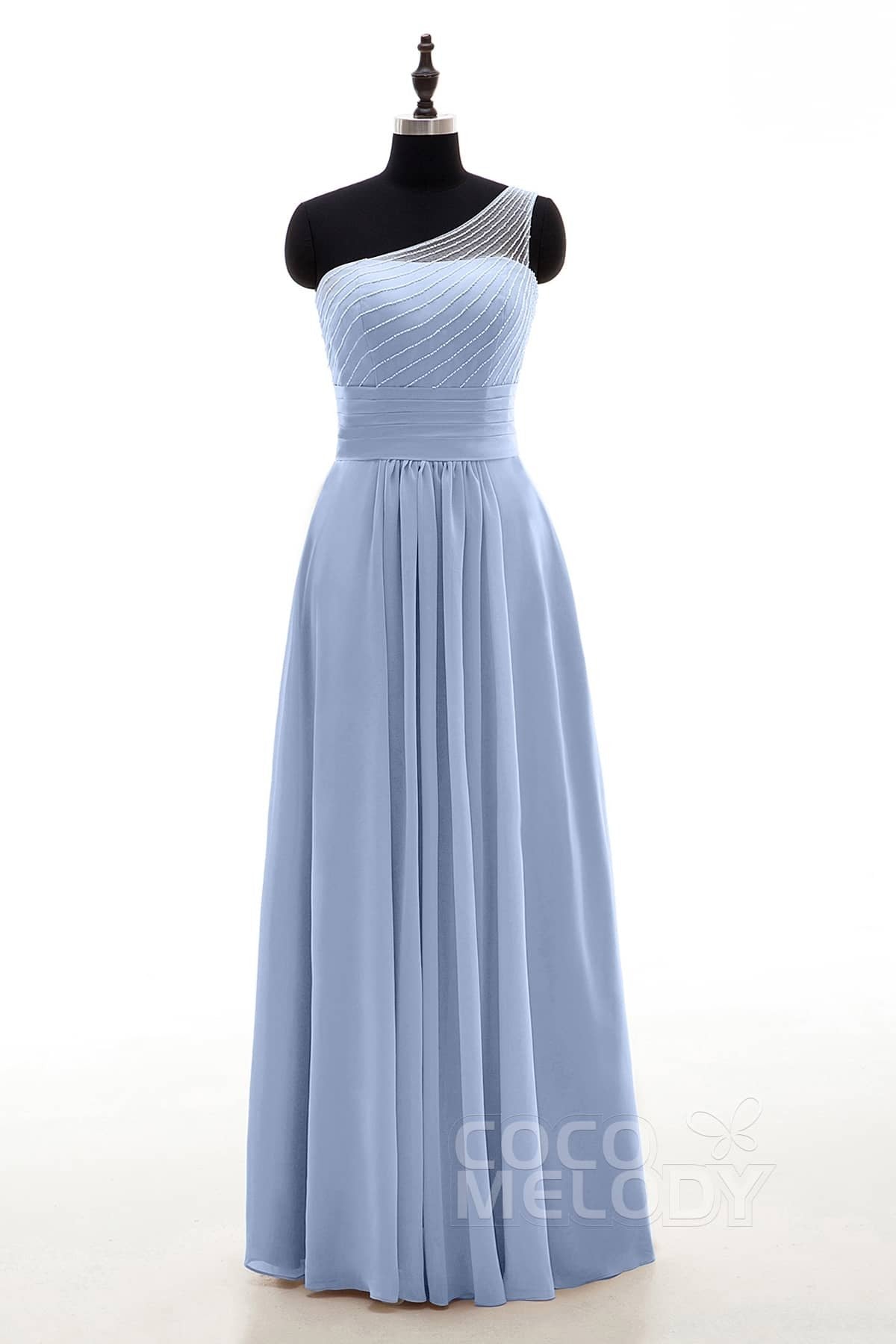 COCOMELODY Sheath Floor Length Chiffon Bridesmaid Dress COZF1409A 