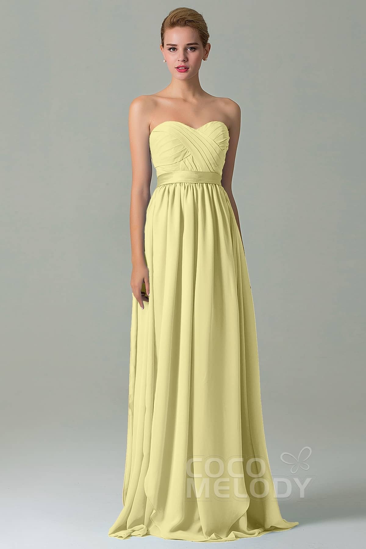 COCOMELODY Sheath Floor Length Chiffon Bridesmaid Dress COZF140A1 