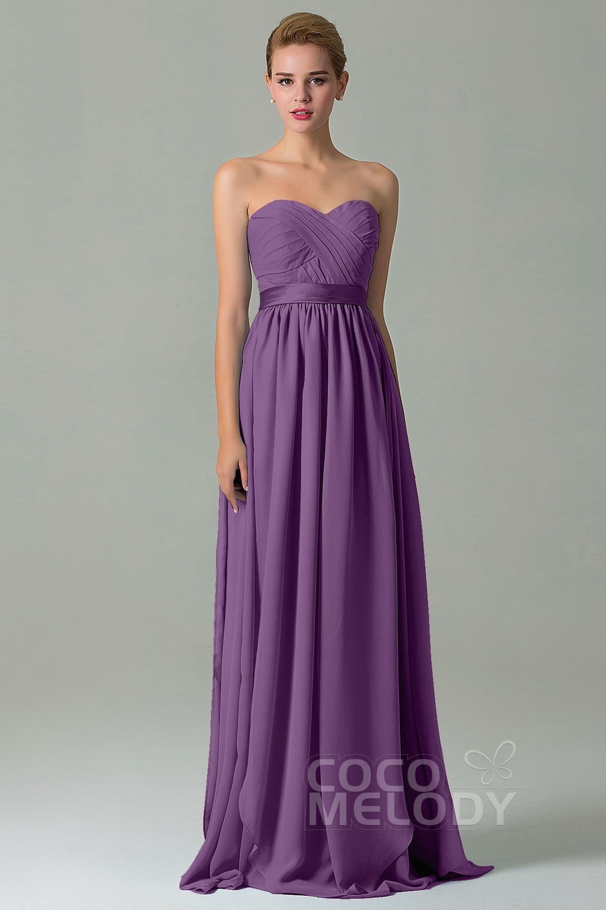 COCOMELODY Sheath Floor Length Chiffon Bridesmaid Dress COZF140A1 