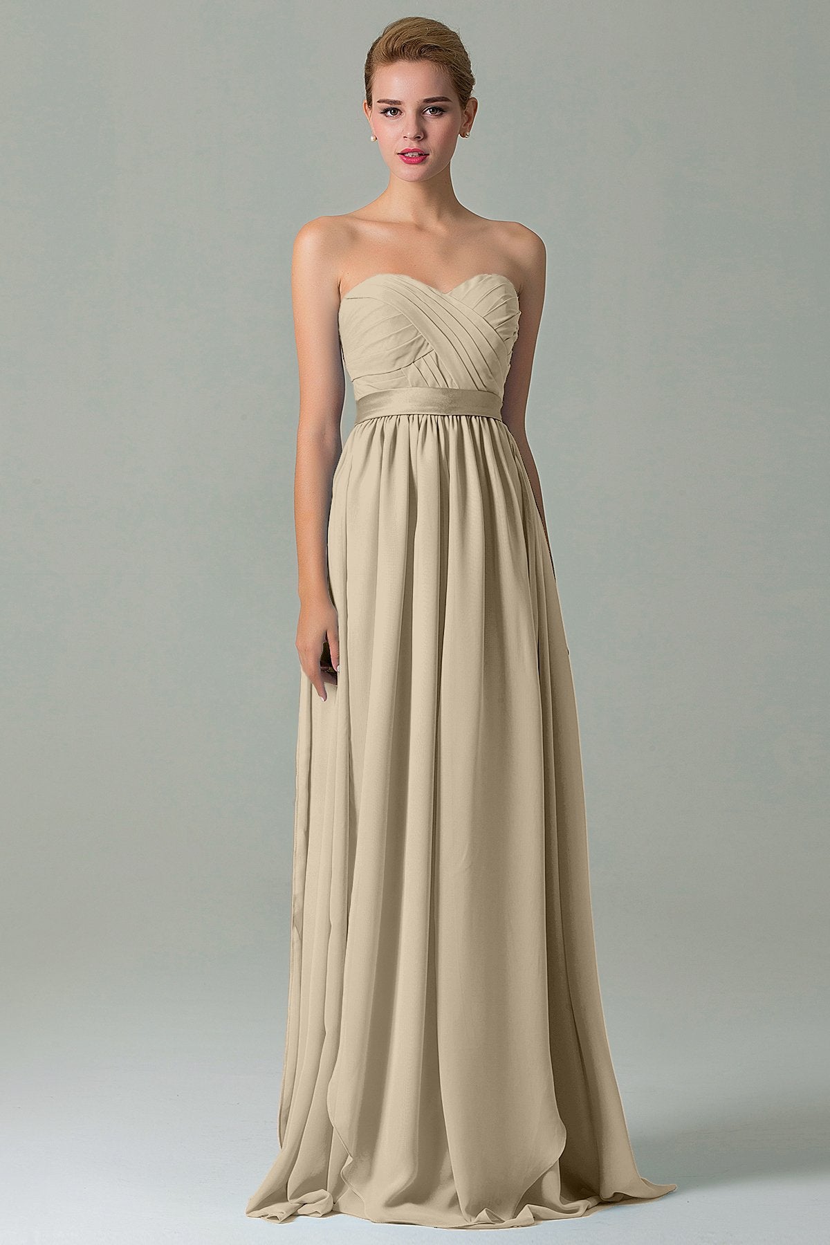 COCOMELODY Sheath Floor Length Chiffon Bridesmaid Dress COZF140A1 