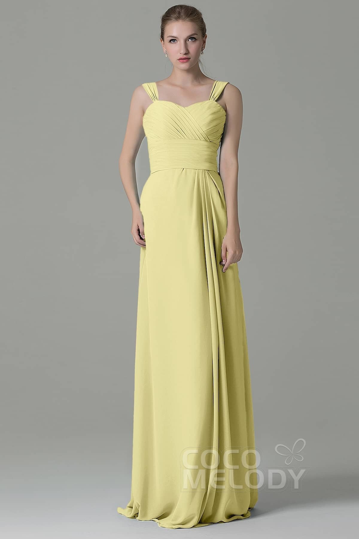 COCOMELODY Sheath Floor Length Chiffon Bridesmaid Dress COZF1500D 