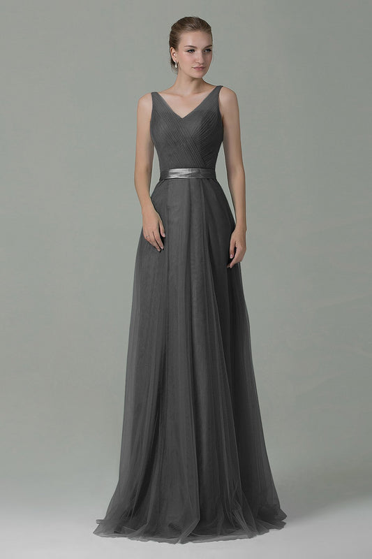 Sheath-Column Floor Length Tulle Bridesmaid Dress COZF1500F