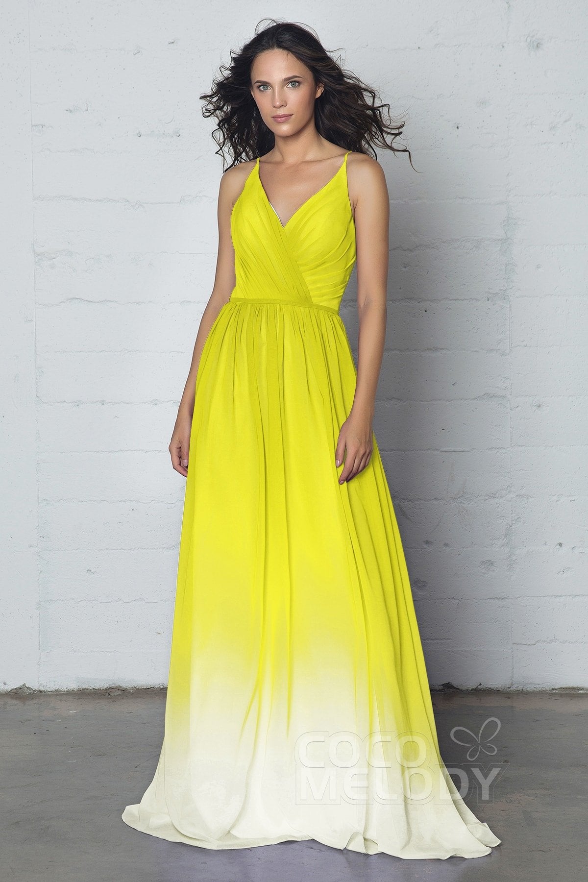 COCOMELODY Sheath-Column Floor Length Chiffon Ombre Dress COZF17013 